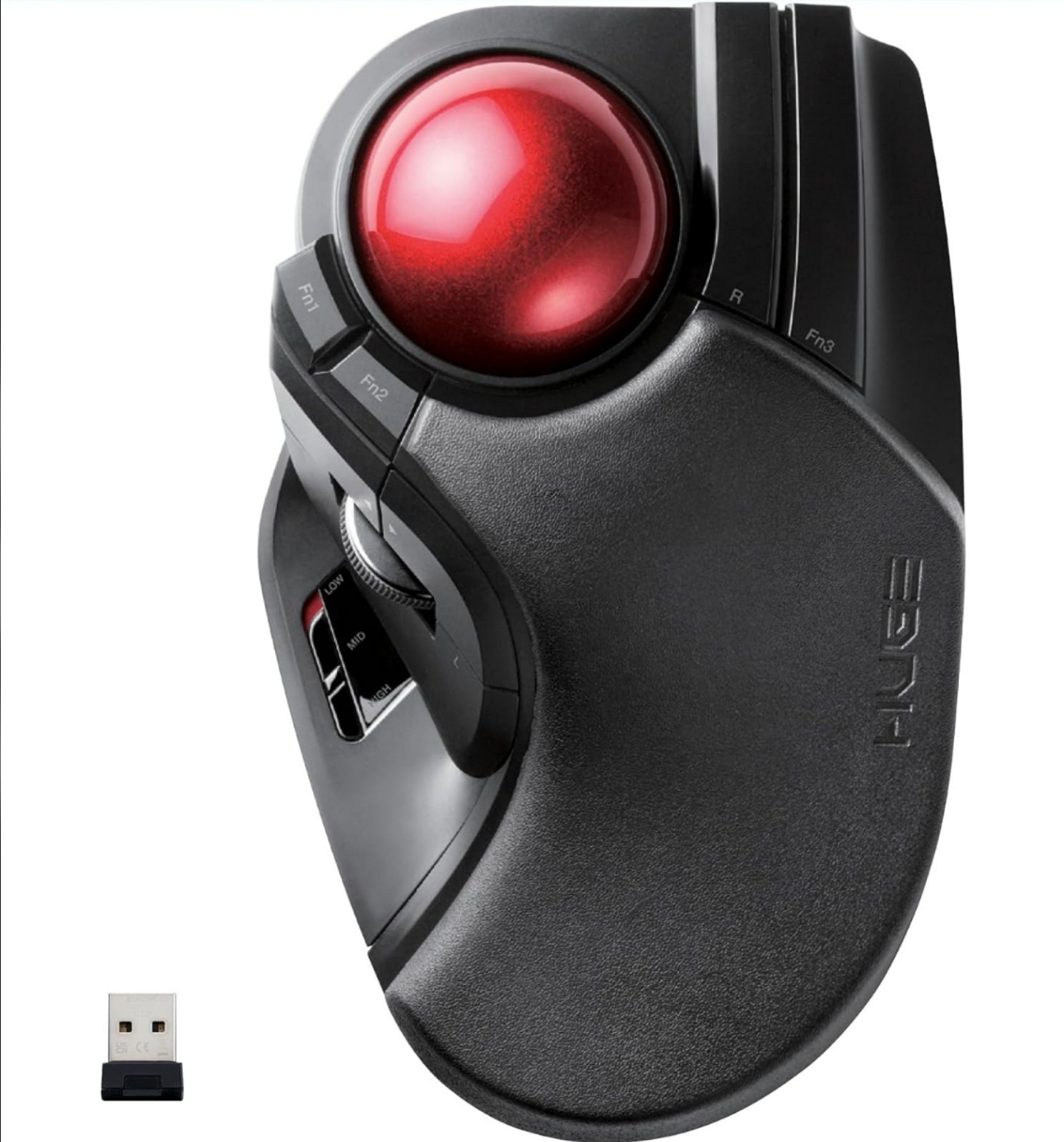 ELECOM HUGE Trackball Mouse, 2.4GHz Wireless, Finger Control, 8-Button M-HT1DRBK