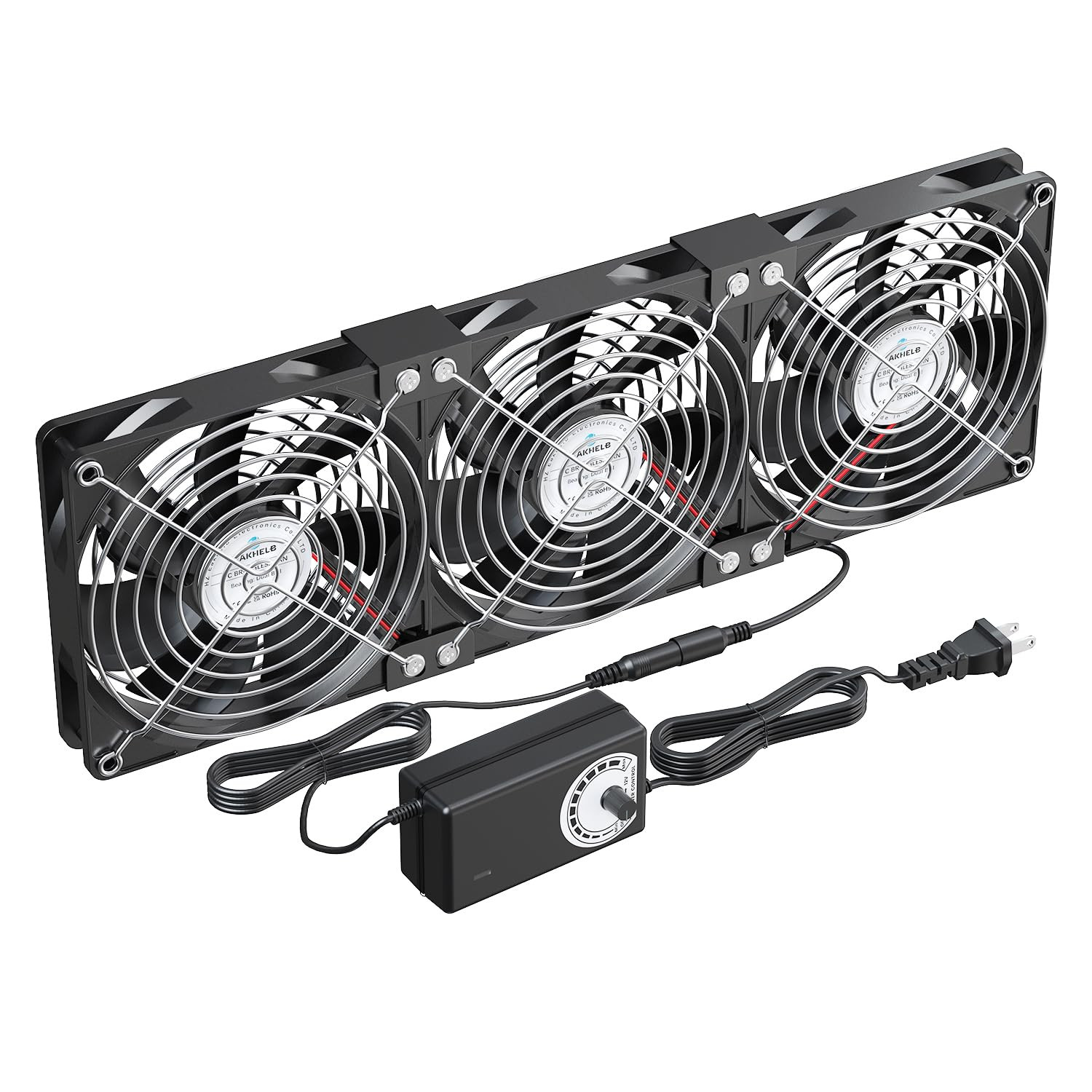3X120Mm Computer Fans with AC Plug & Speed Controller - 12V DC Cooling Fans