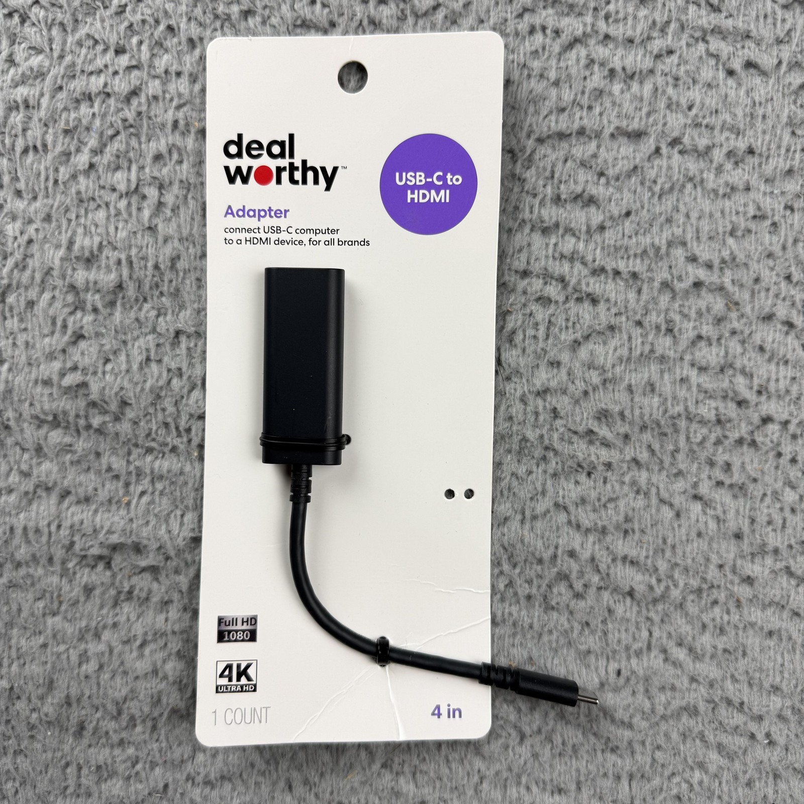 Deal Worthy USB-C To HDMI Adapter 4 In Cable 4K Ultra HD Black Plug & Play New