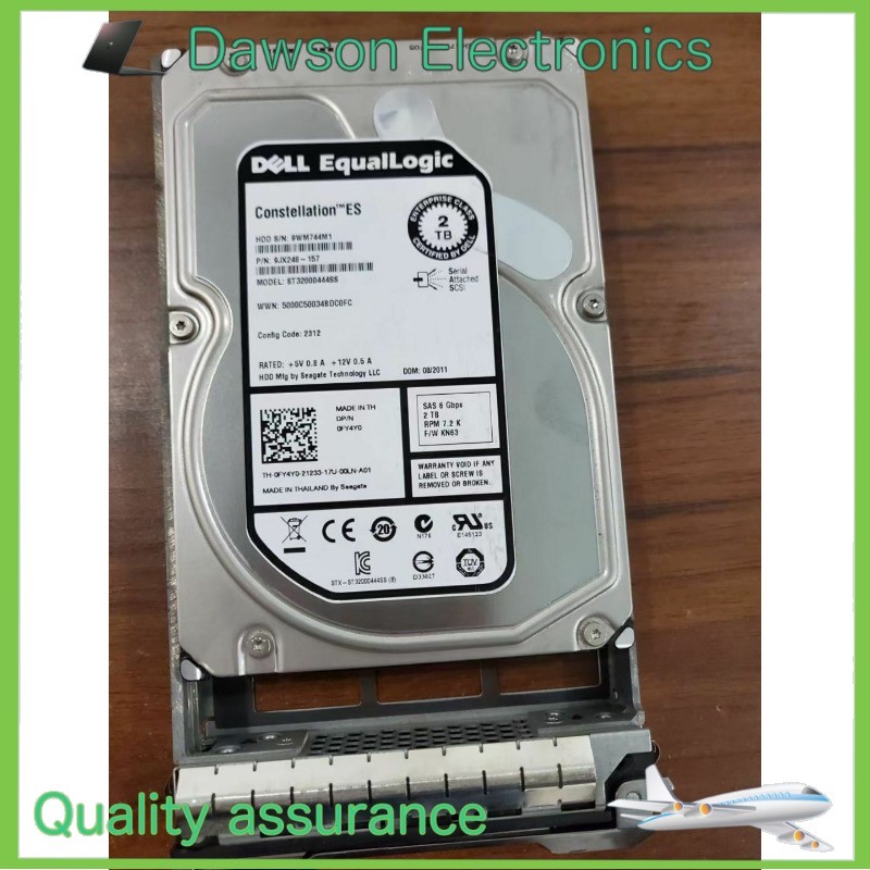 UsedDell FY4Y0 EqualLogic 2TB 7.2k 3.5" LFF SAS Hard Drive PS4100 PS6100 PS6210