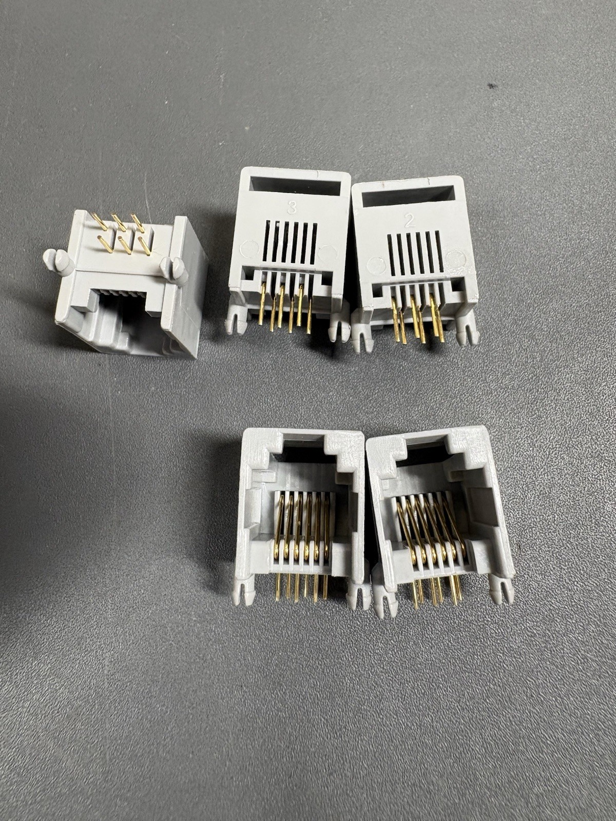 100x RJ12 6P6C Right Angle PCB Jack Through Hole Gold Pins