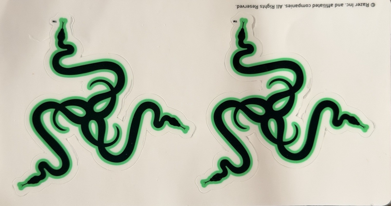 2 PCS Razer Stickers 5” X 3”