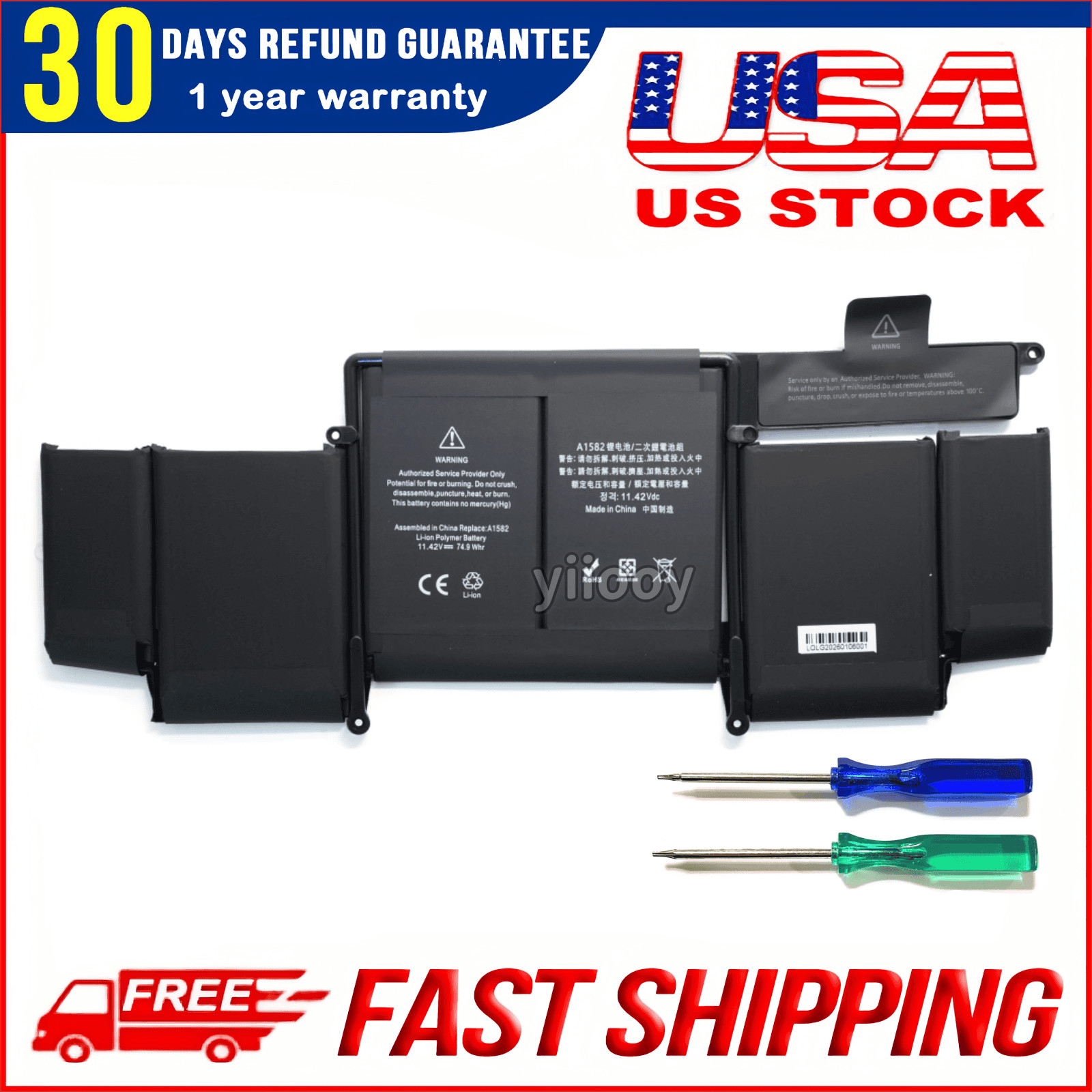 A1582 A1502 Battery for MacBook Pro 13'' Retina Early 2015 Mid 2014 Late 2013