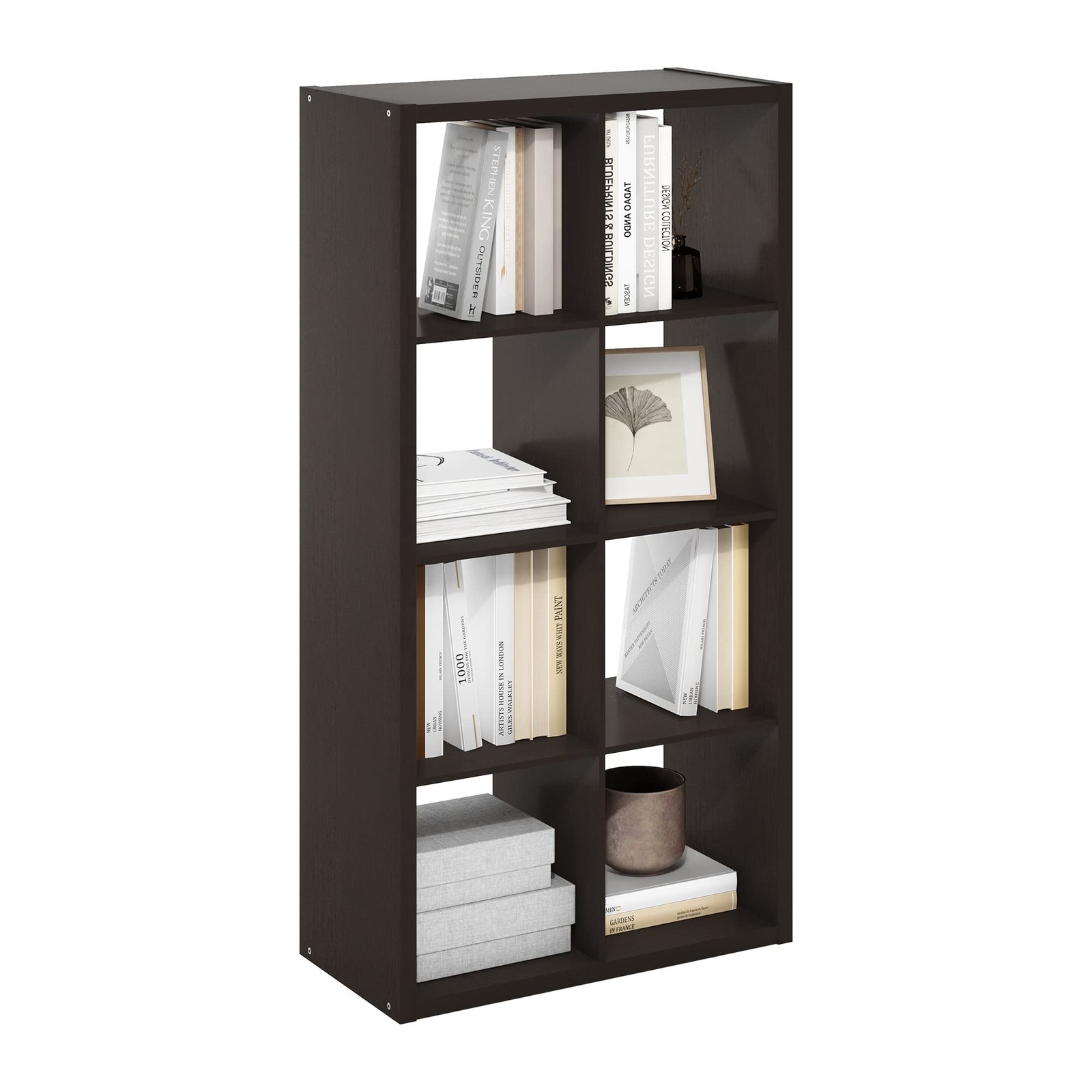 8 Cube Bookshelf Extra Thick Frame Dark Oak Furinno Cubicle LU22006DOK