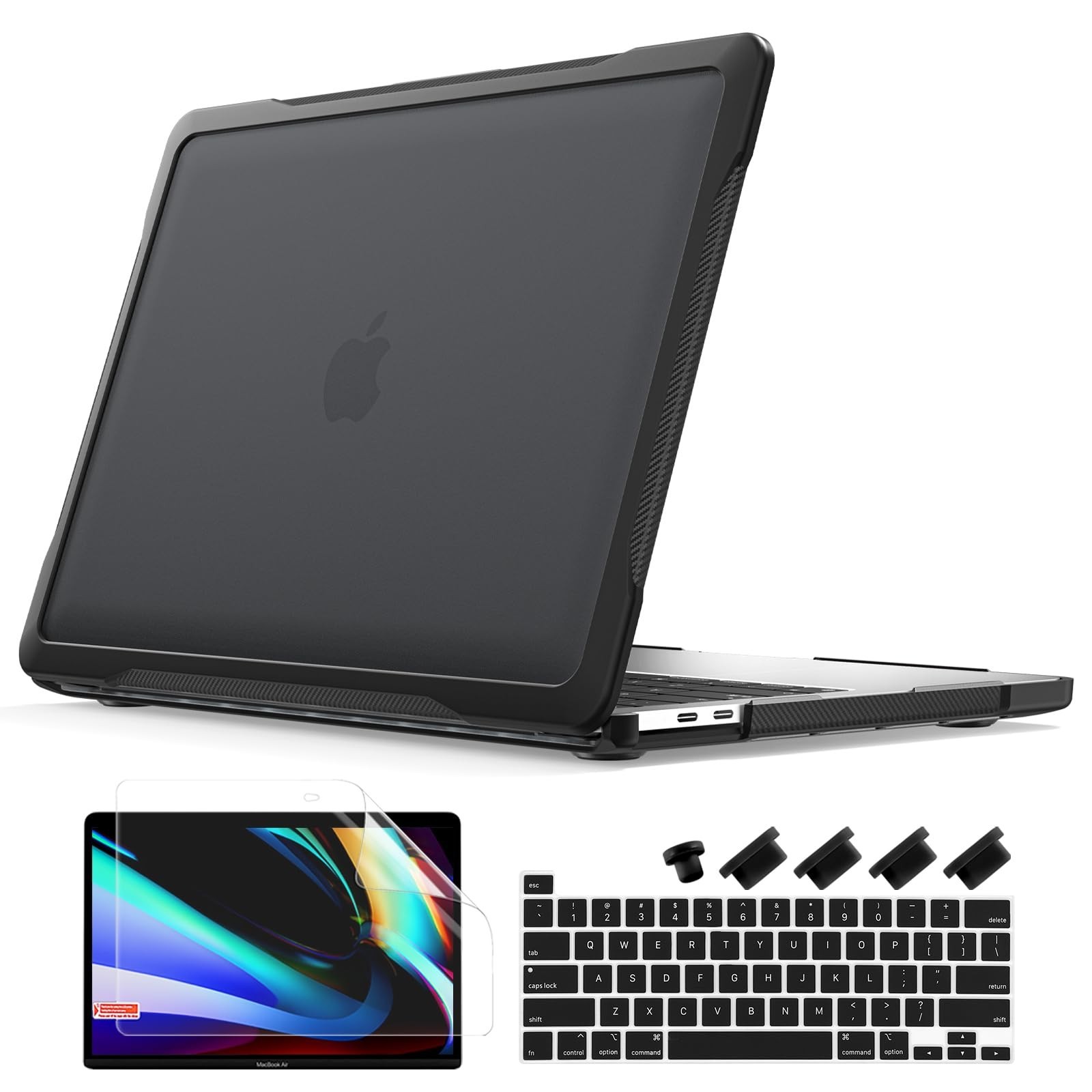 4-in-1 Ultimate MacBook Pro 13" Case, Protective Cover, Sleek Black Design