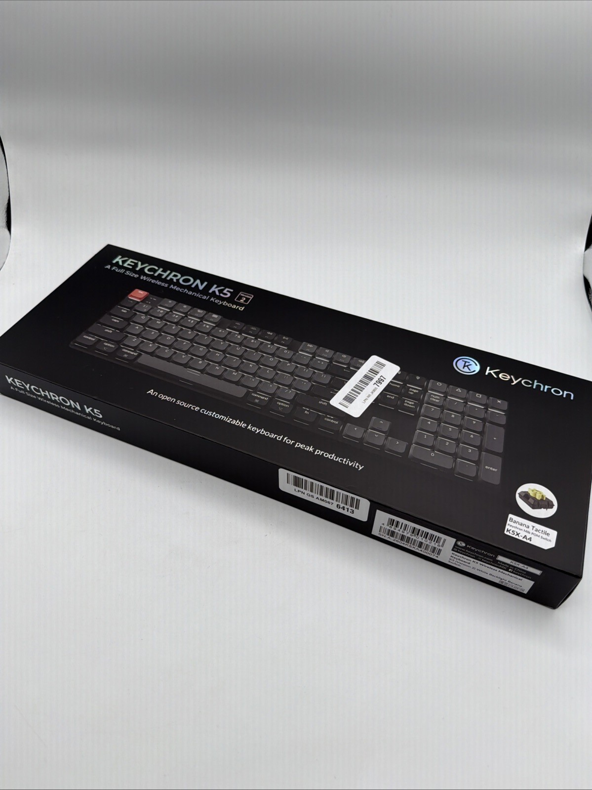 Keychron K5 Full Size Wireless Mechanical Keyboard, Low Profile Banana Tactile