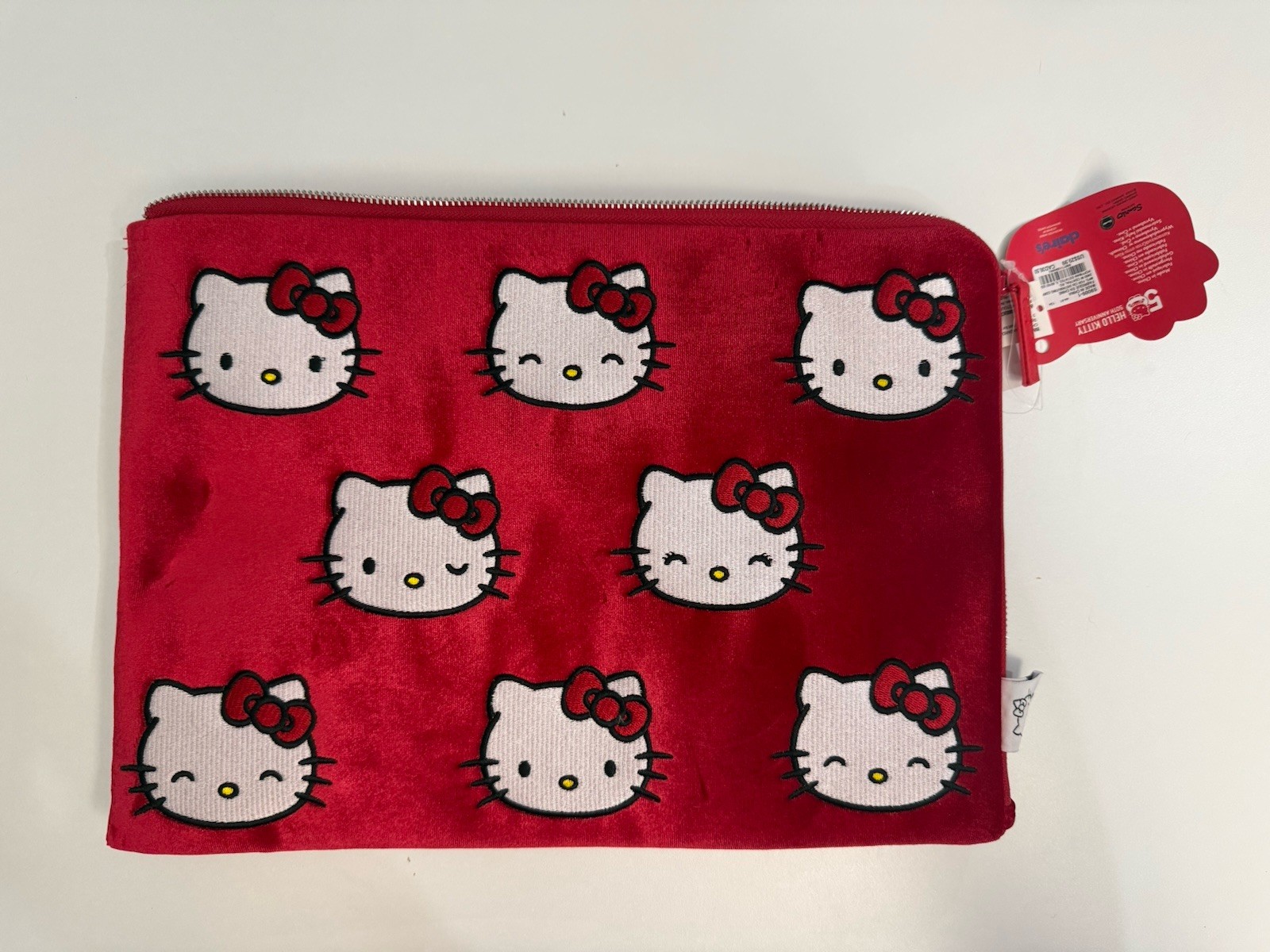 Sanrio Hello Kitty Style Laptop Sleeve Tech Case Pink Velvet 50th Anniversary Re