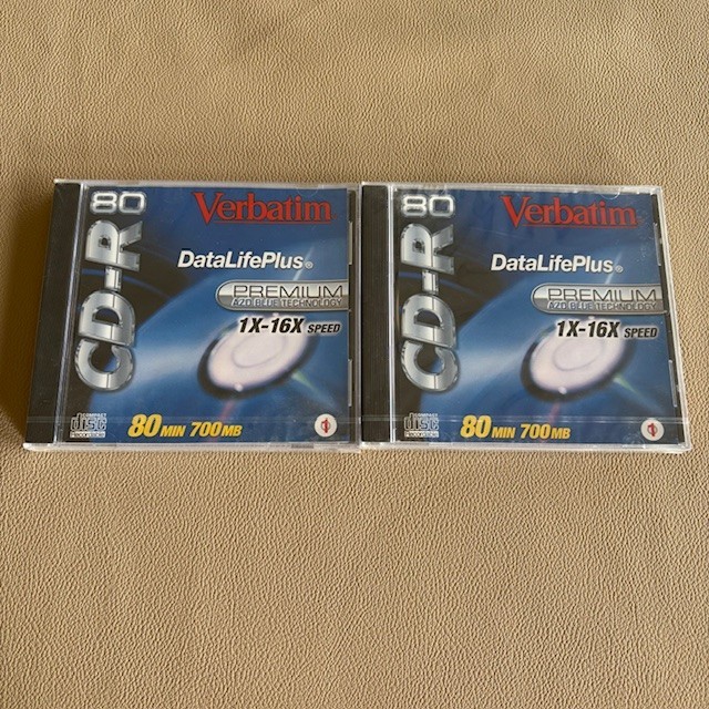Verbatim DataLifePlus Premium CD-R 80 Min 700MB Recordable Disc 2 New Sealed