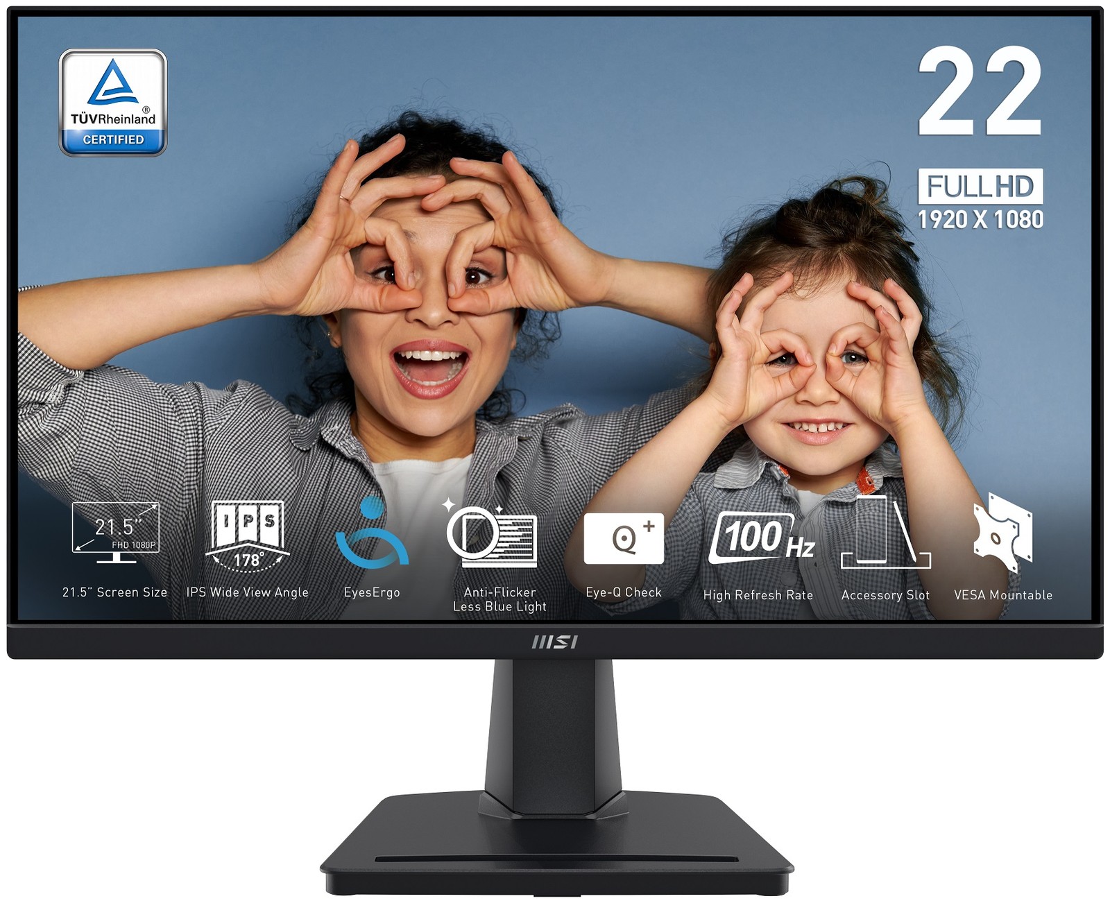 MSI PRO MP225V 22" FHD Business Flat VA Monitor 100Hz/1ms Energy Star Adapt Sync