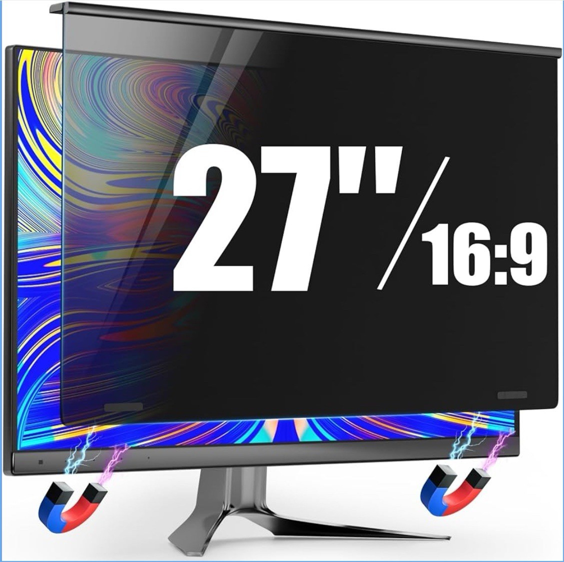 Magnetic Privacy Screen for Frameless Computer Monitor 27 Inch 16:9 Aspect Ra...