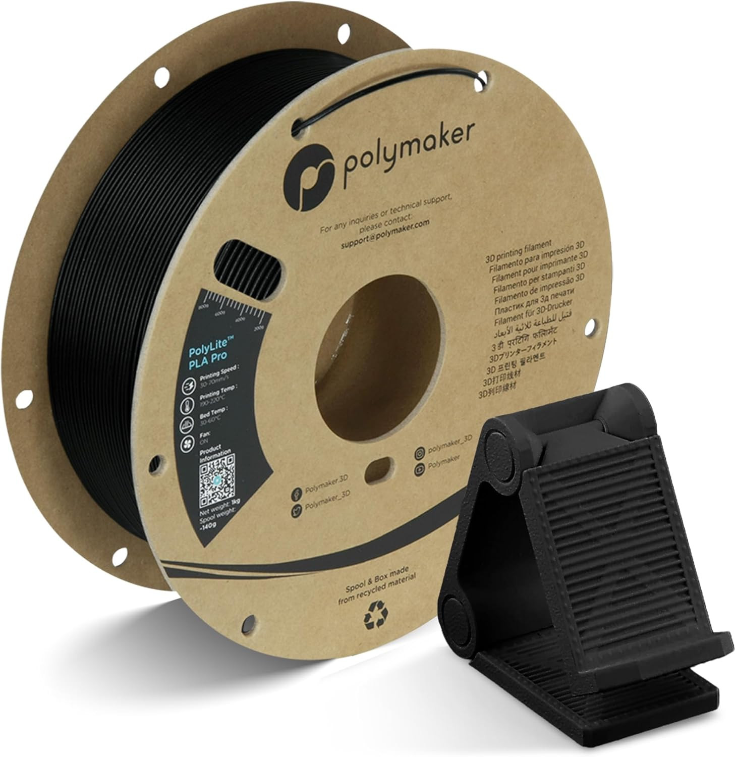 Polymaker Polylite PLA Pro Filament 1.75Mm 1KG Black