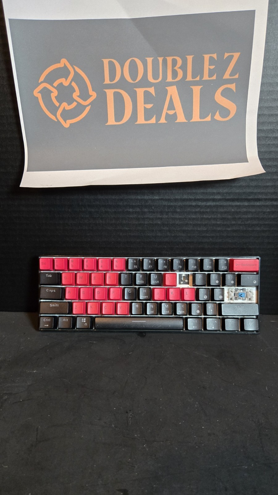 Royal Kludge RK61 Mechanical Keyboard Wired Bluetooth Black Red 2 Missing Keys