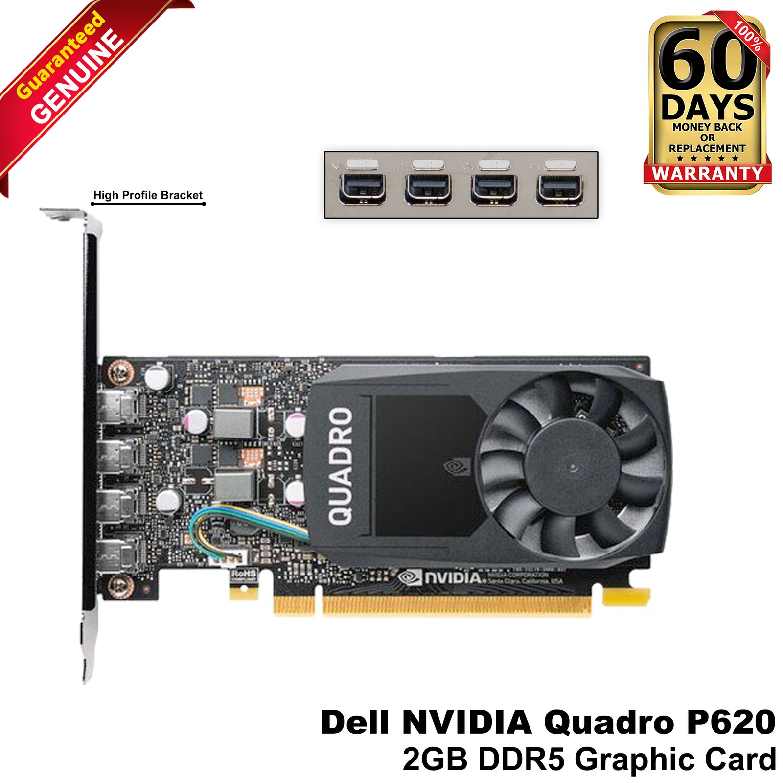 Dell Nvidia Quadro P620 2GB GDDR5 PCIe x16 4x Mini DP Video Graphics Card PWF85