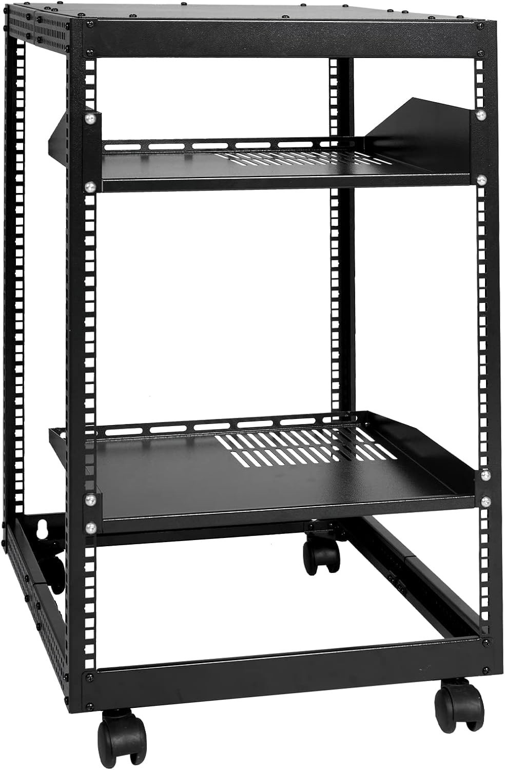 15U Open Frame Network Rack - Secure IT Gear with Adjustable Depth 23''-40''