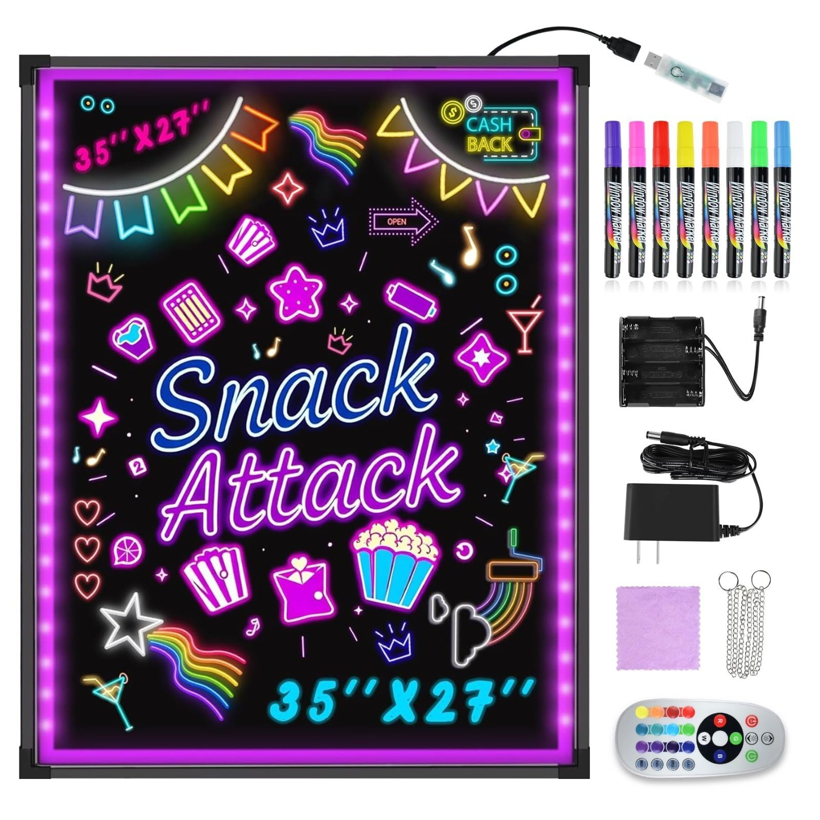 Hosim 35"x27" LED Message Writing Board, Neon Sign for Business & Restaurants,