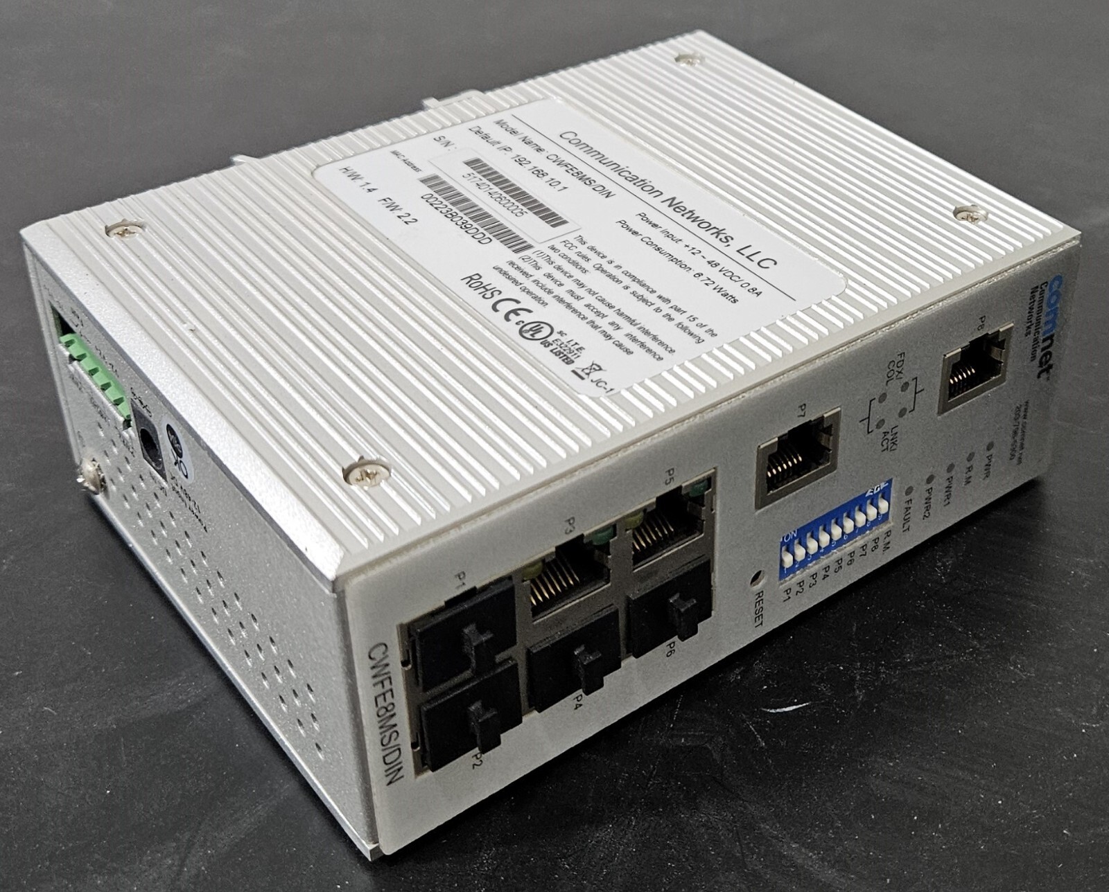 Comnet CWFE8MS/DIN Industrial Grade 8 Port Managed Ethernet Switch