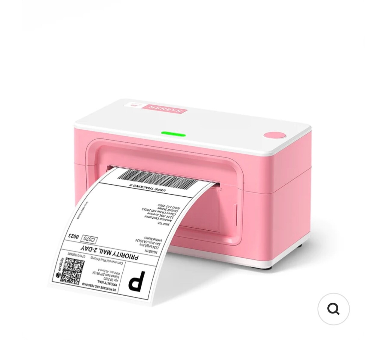 MUNBYN ITPP941B Thermal Label Printer Pink Plus labels 