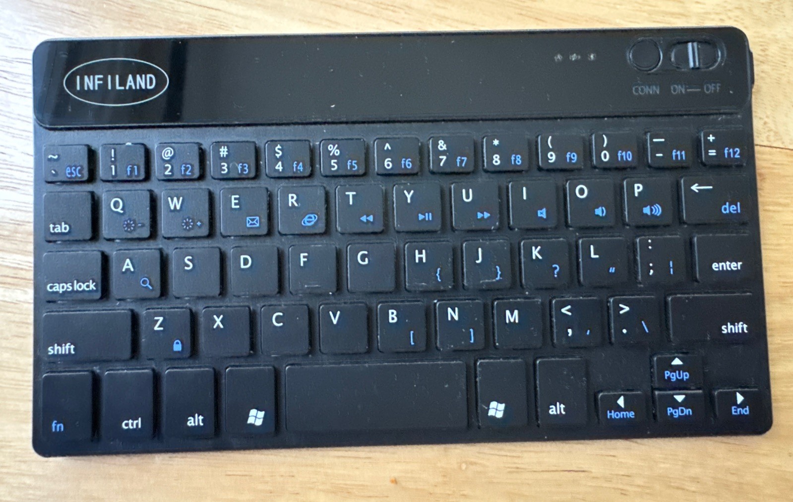 INFILAND Slim Wireless Tablet Keyboard Black Portable QWERTY Built-In Battery