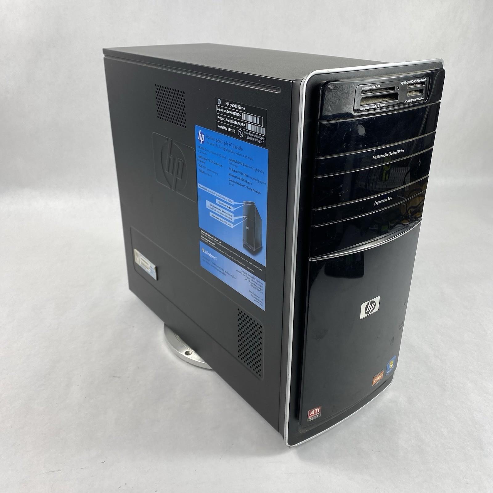 HP Pavilion P6631P MT AMD Athlon 2 x4 635 2.9GHz 2x2GB RAM No HDD No OS