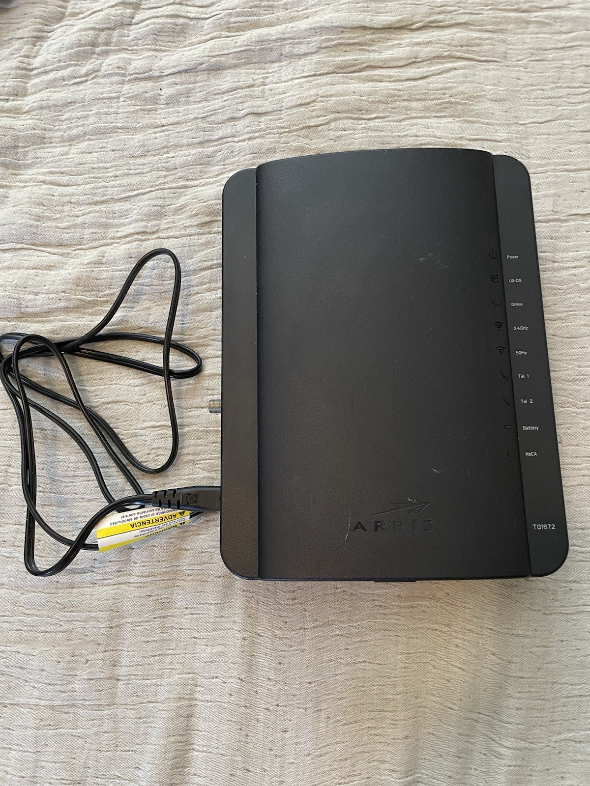 Arris TG1672G Touchstone Cable Modem Telephone Gateway WIFI 2.5GHz-5.0GHz Black 