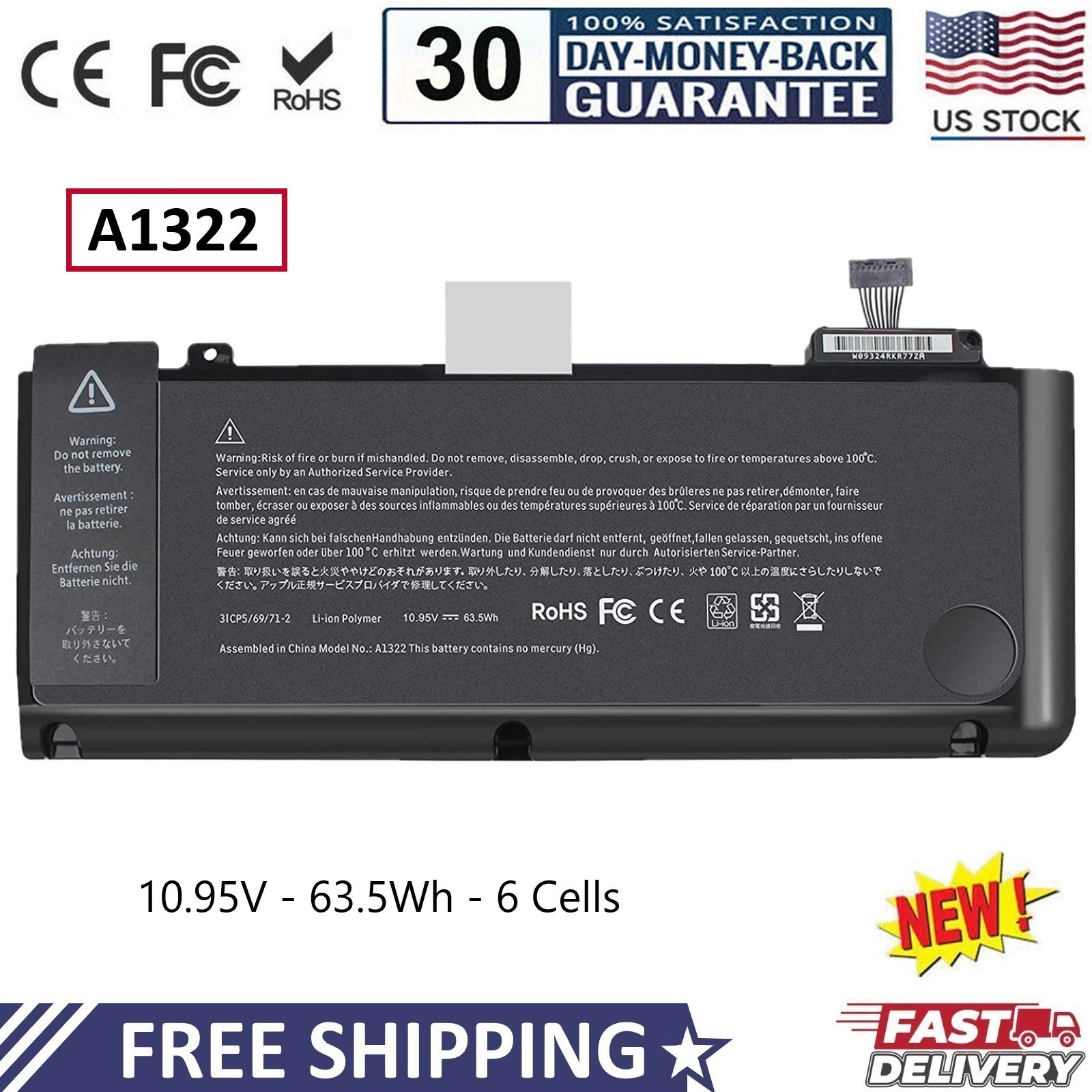 ✅New A1322 Battery For Macbook Pro 13" A1278 Mid 2009/2010/2011/2012 TOP Quality