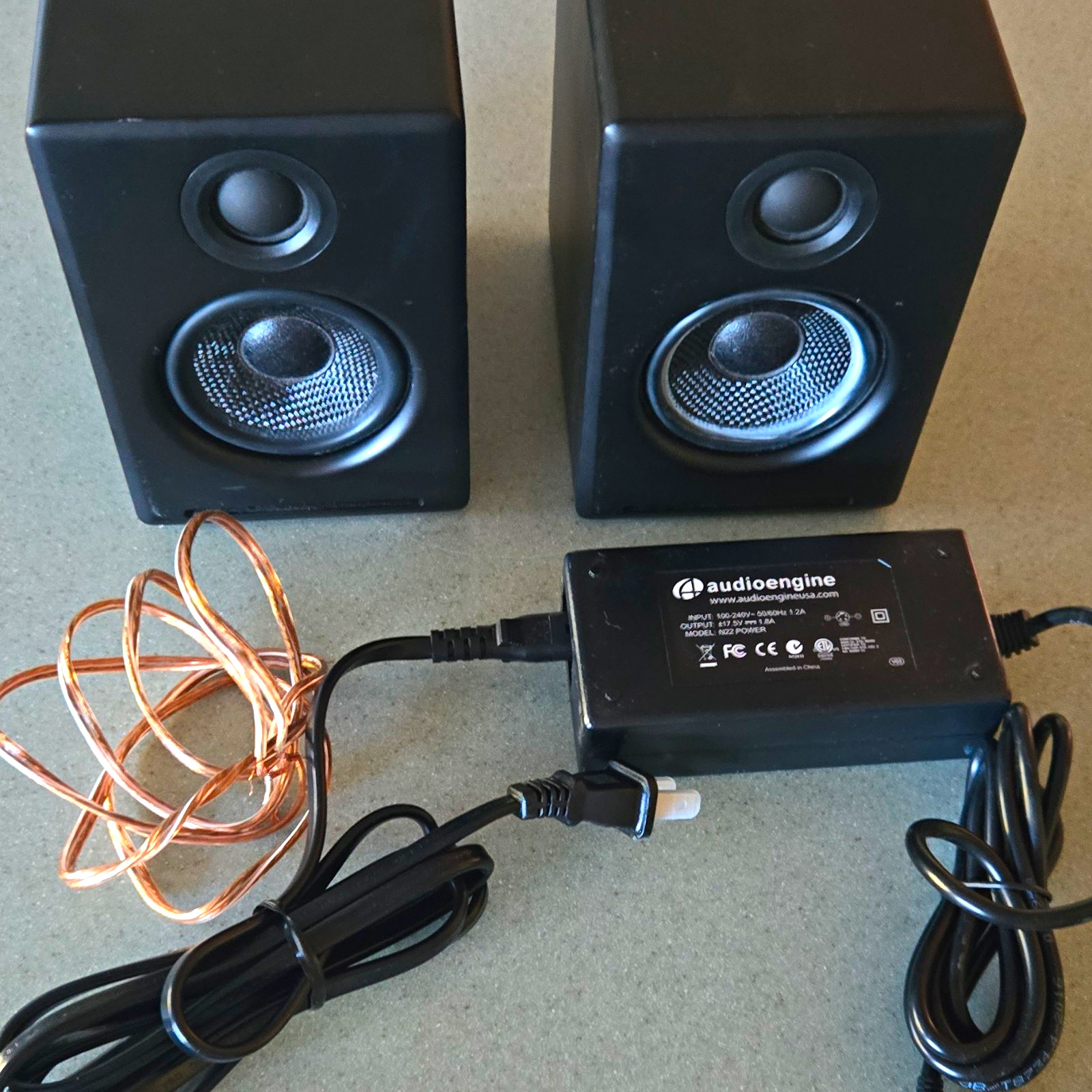 Audioengine A2 2.0 Wired Computer Speaker System, RCA Input, Black, Tested