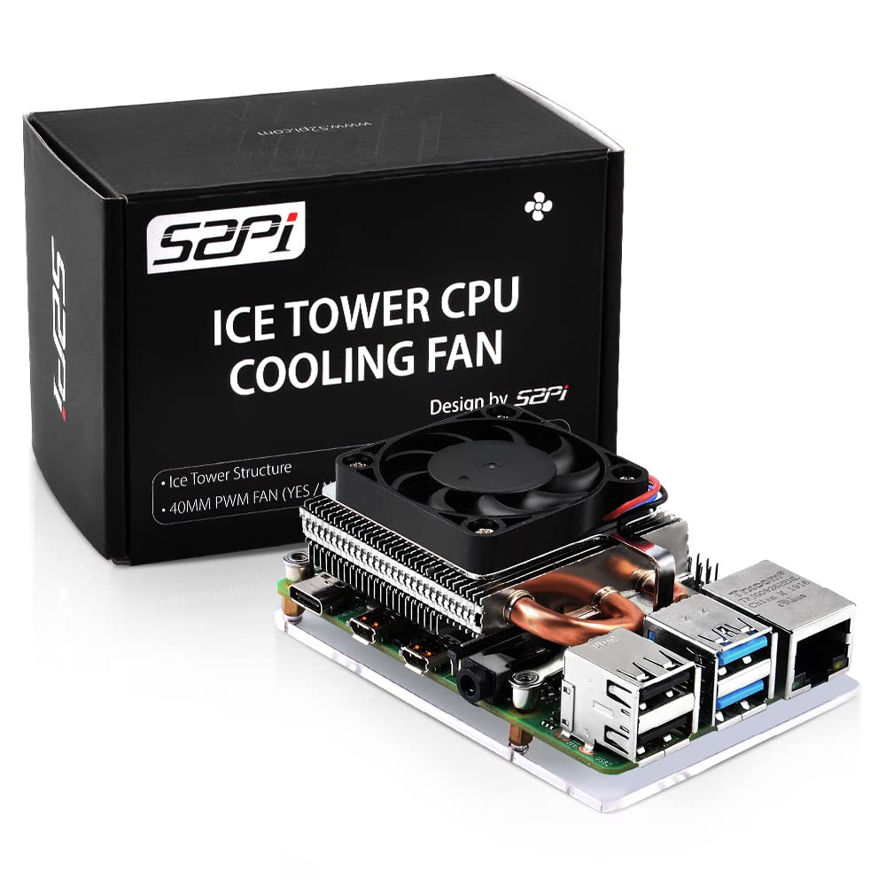 Geeekpi Fan For Raspberry Pi 4, Ultra Thin Ice Tower Cooler For Raspbe