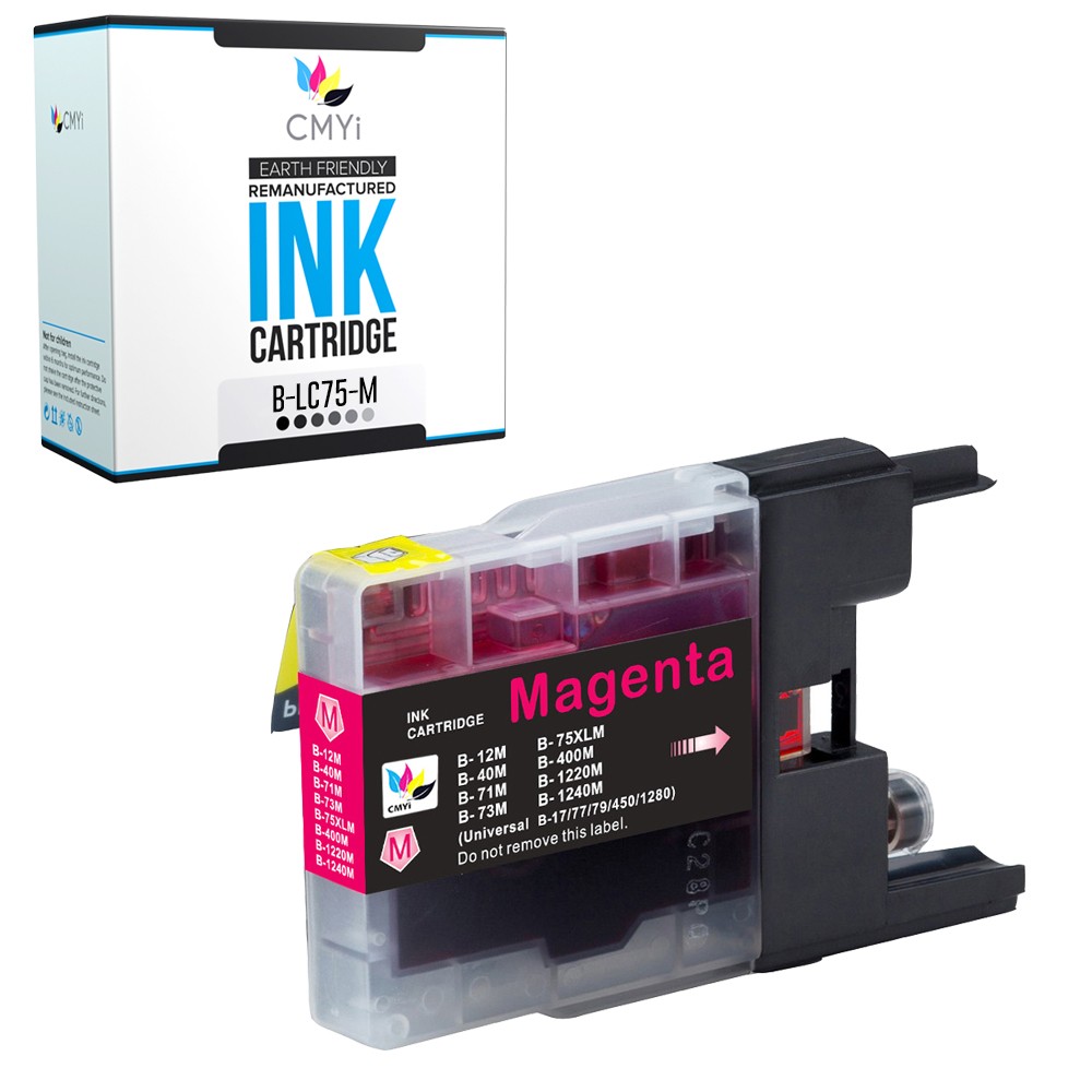 1-Pack Compatible CMYi LC75 Magenta Ink Cartridge fits Brother MFC-J5910DW