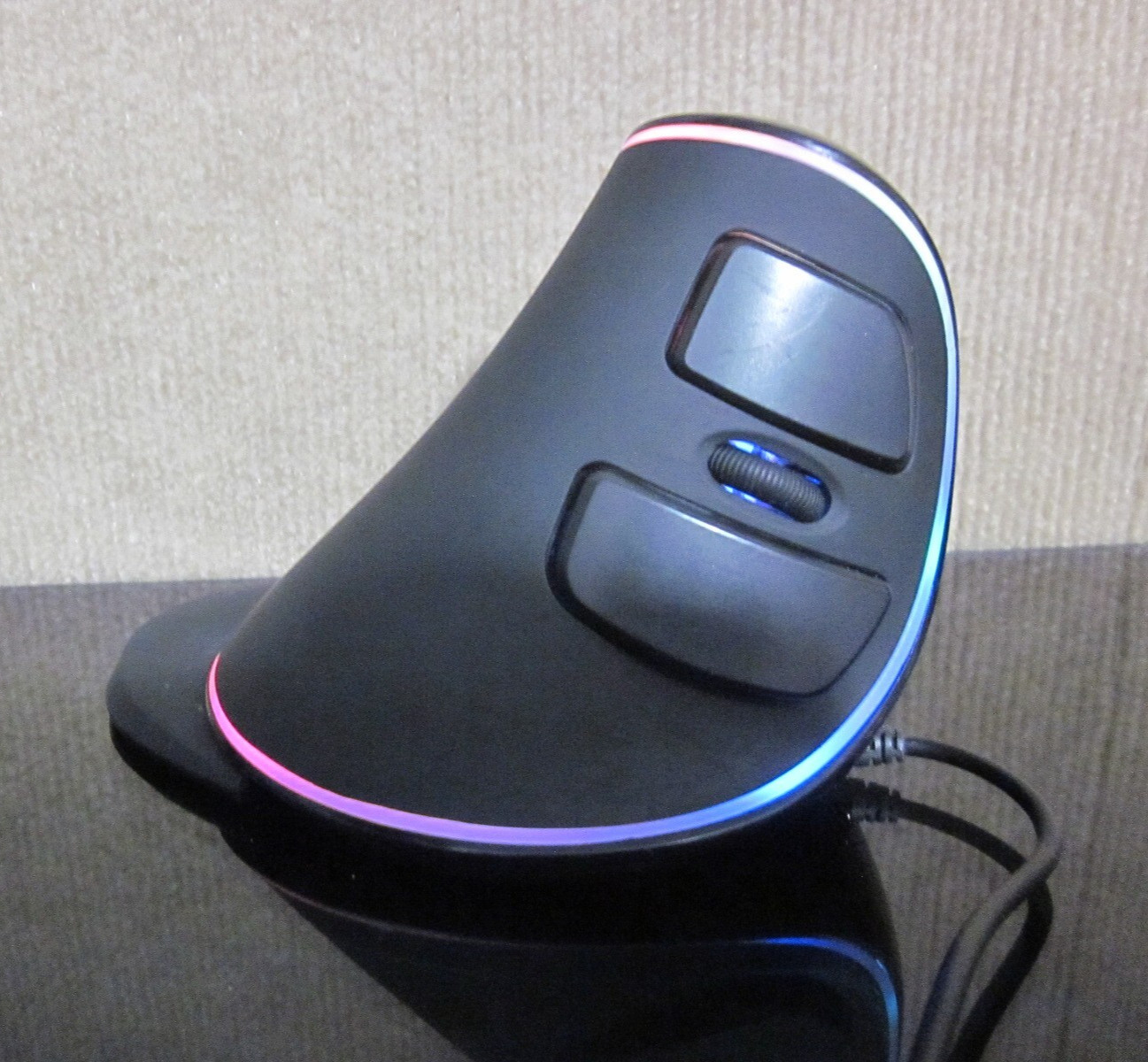 Delux M618 Plus Vertical Mouse Carpal Tunnel Black USB Wired RGB Light
