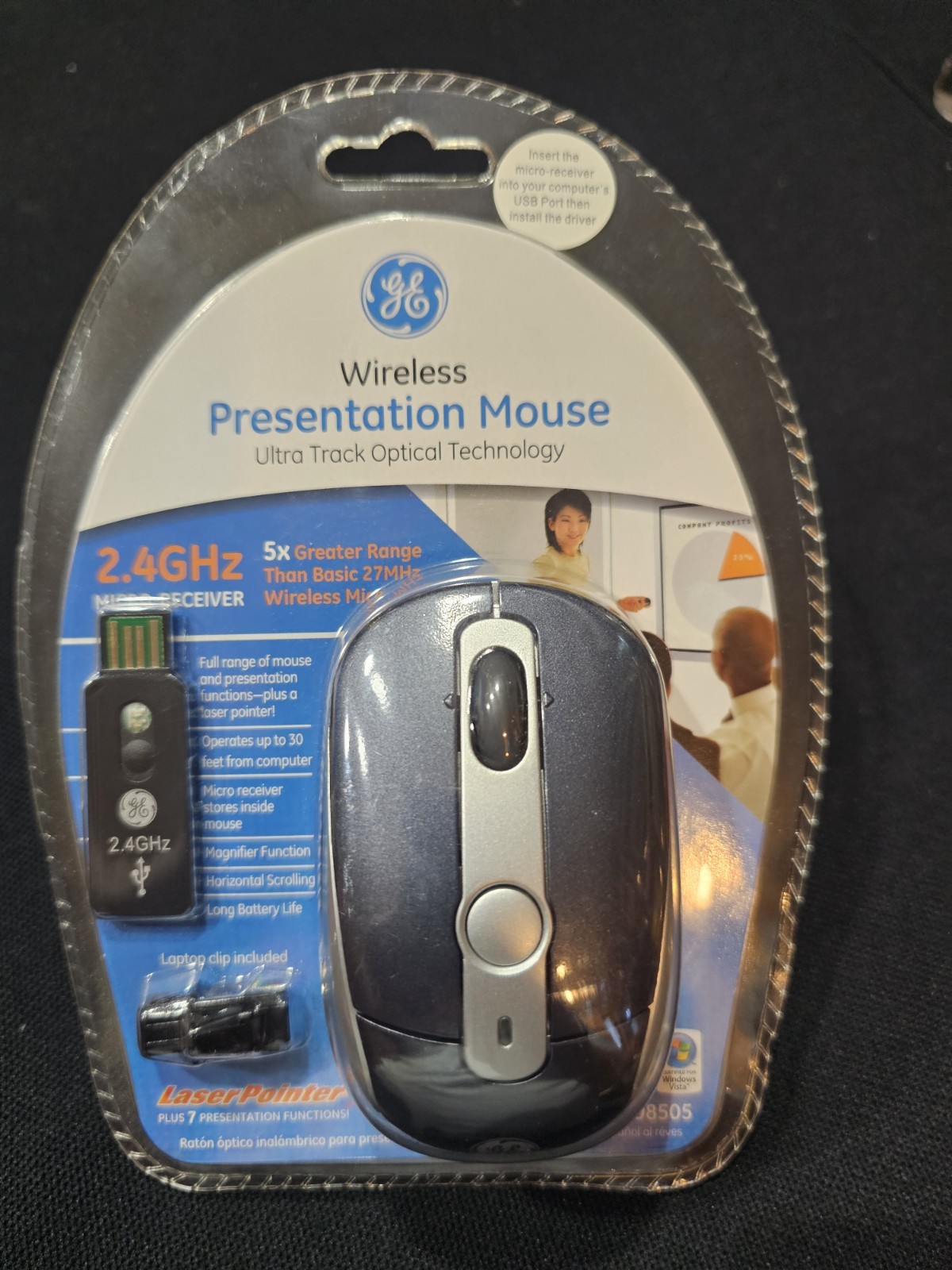 MIP GE 98505 Wireless Mini Presenter Mouse With Built-in Laser Pointer2.4 GHz