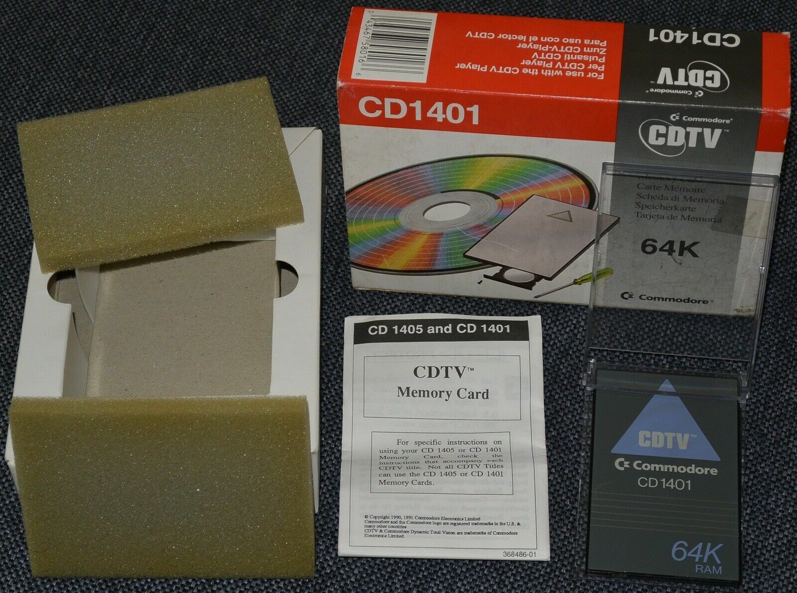 Commodore Amiga CDTV CD1401 ~ 64K memory card with original box ~ FULLY WORKING