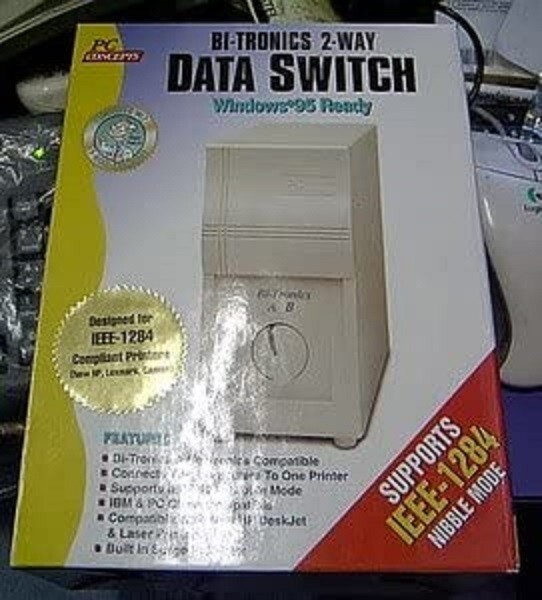 NEW 2-Way DB25 Manual Data Transfer Switch Box Rotary Parallel PC Printer