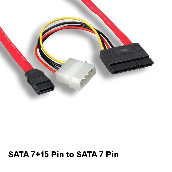 Kentek 18 Inch SATA Cord 7+15Pin to 7Pin+Molex Power PC External Hard Drive Data