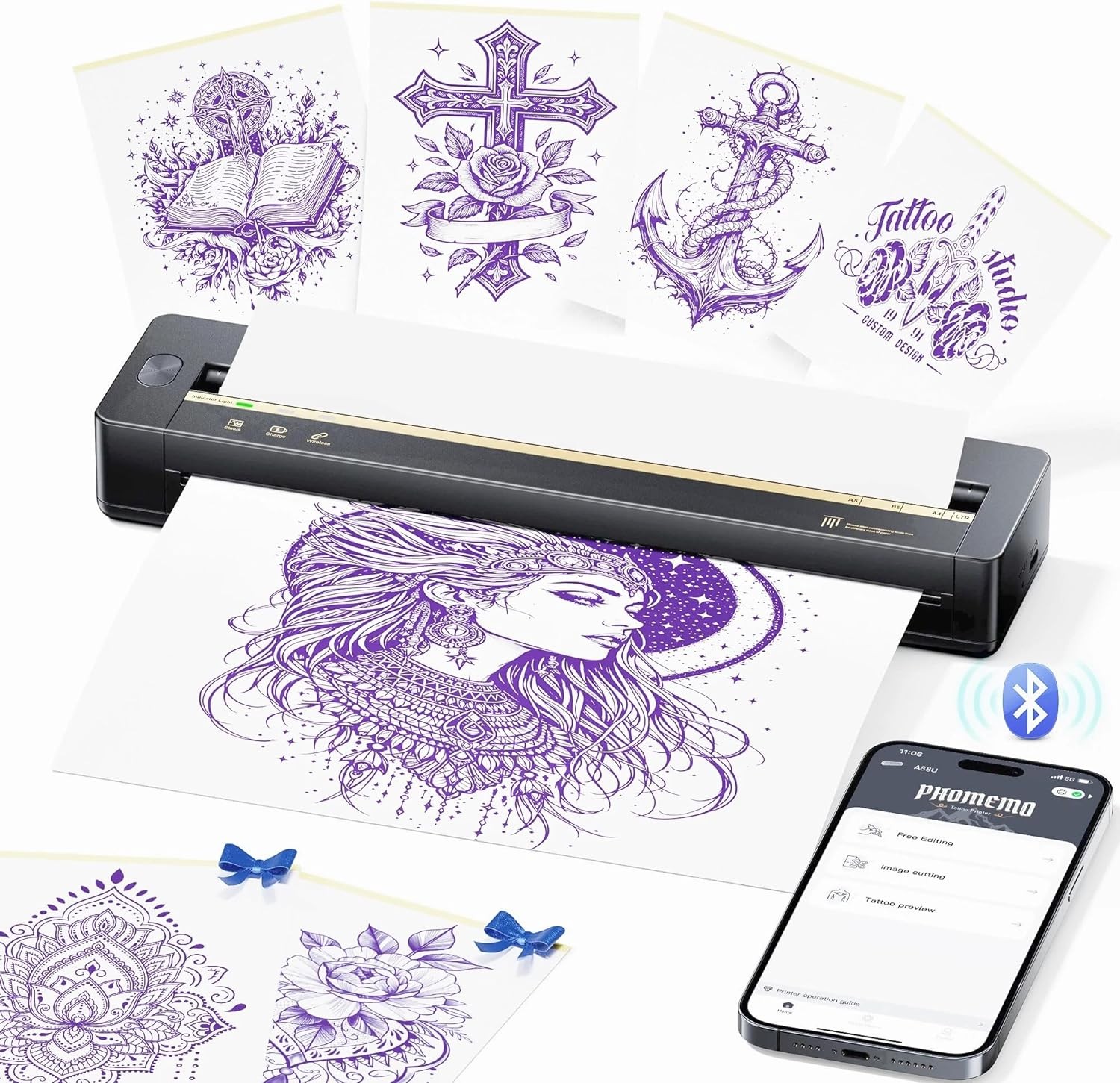 Phomemo Tattoo Stencil Printer Wireless Tattoo Machine for Phone/Tablet/PC