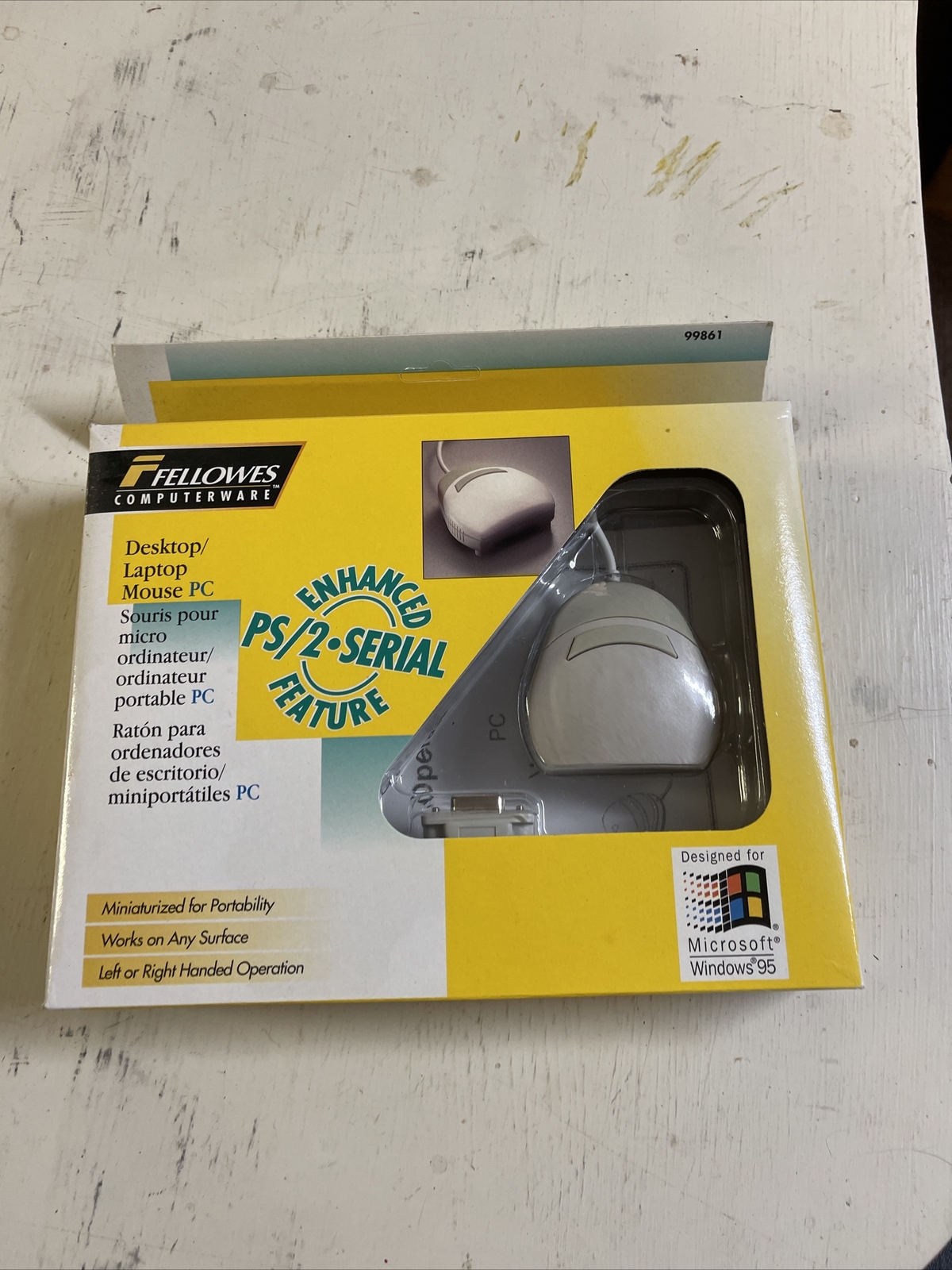 VTG 1995 Fellowes Desktop Computer Mouse Kit Serial PS/2 NOS 99861 Windows 95