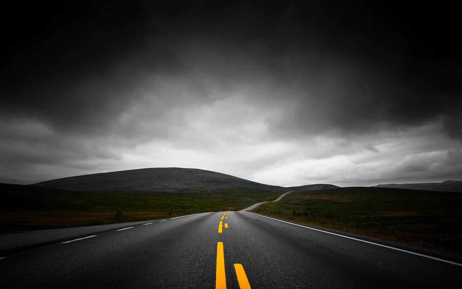 Landscape nature highway dark clouds mountains sky Custom Gaming Mat Desk