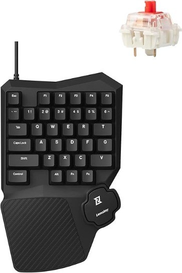 LEMOKEY X0 One Handed Gaming Keyboard, 35 Keys North-Facing Red Backlit Wired