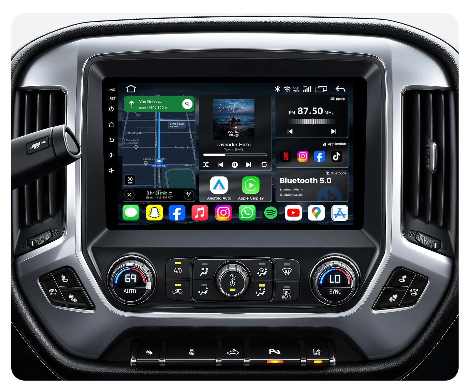8Core Android 15 Car Stereo Radio for Chevy Silverado GMC Sierra 2014-2018