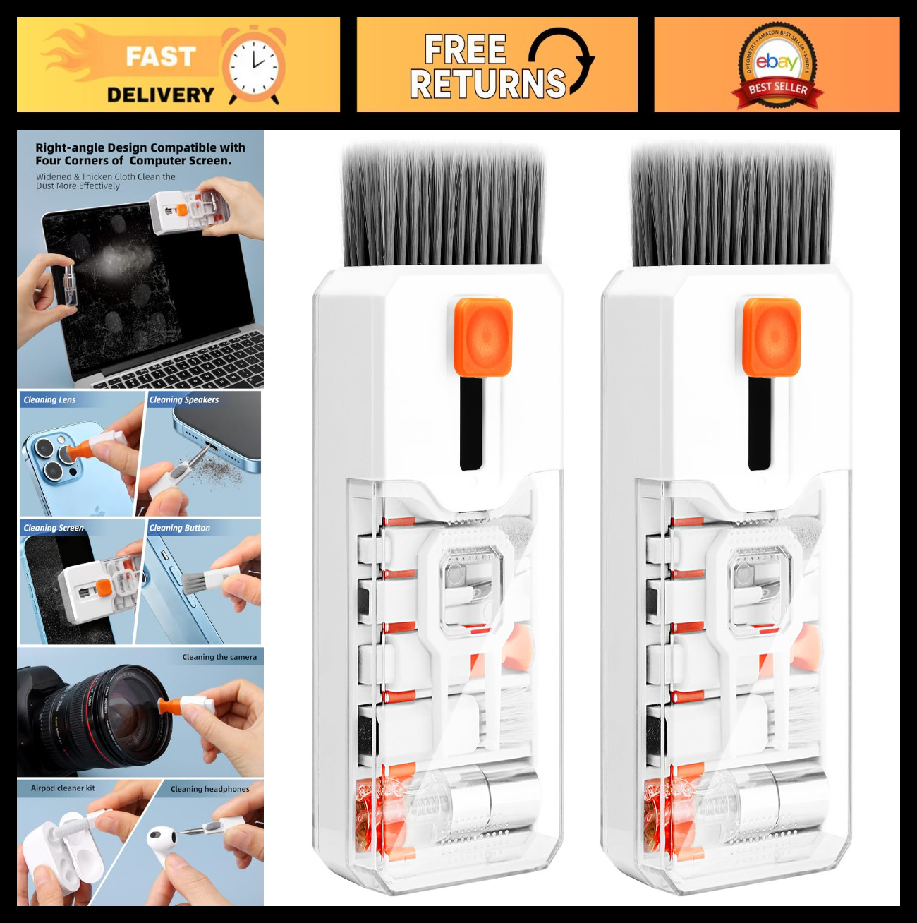2 Pack All-in-1 Keyboard & Laptop Cleaning Kit, Essential Computer Care Tools