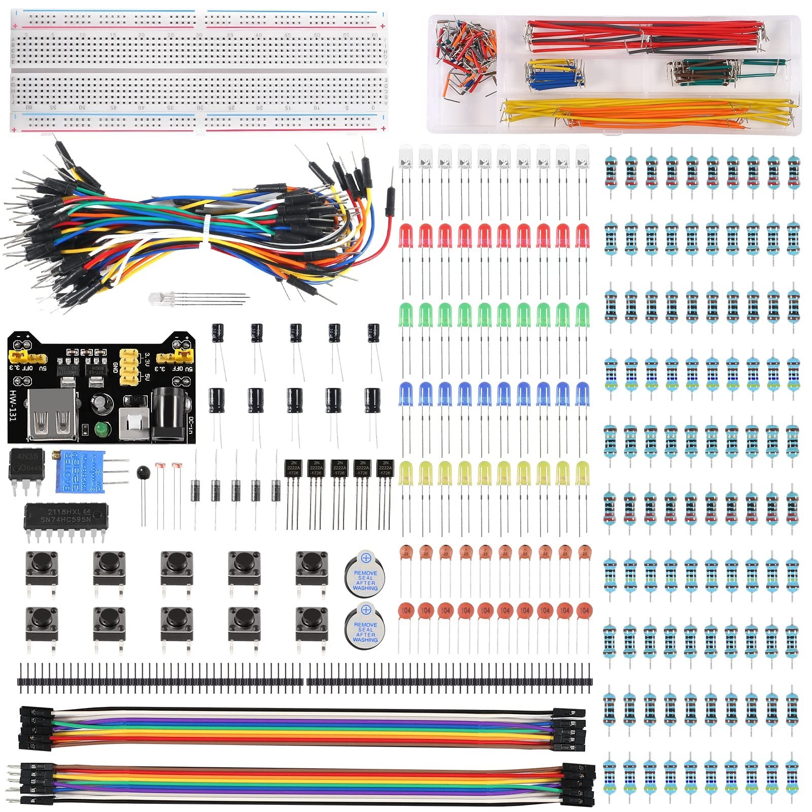 480pcs 37 Values Electronics Component Fun Kit with Power Supply Module, Jump...