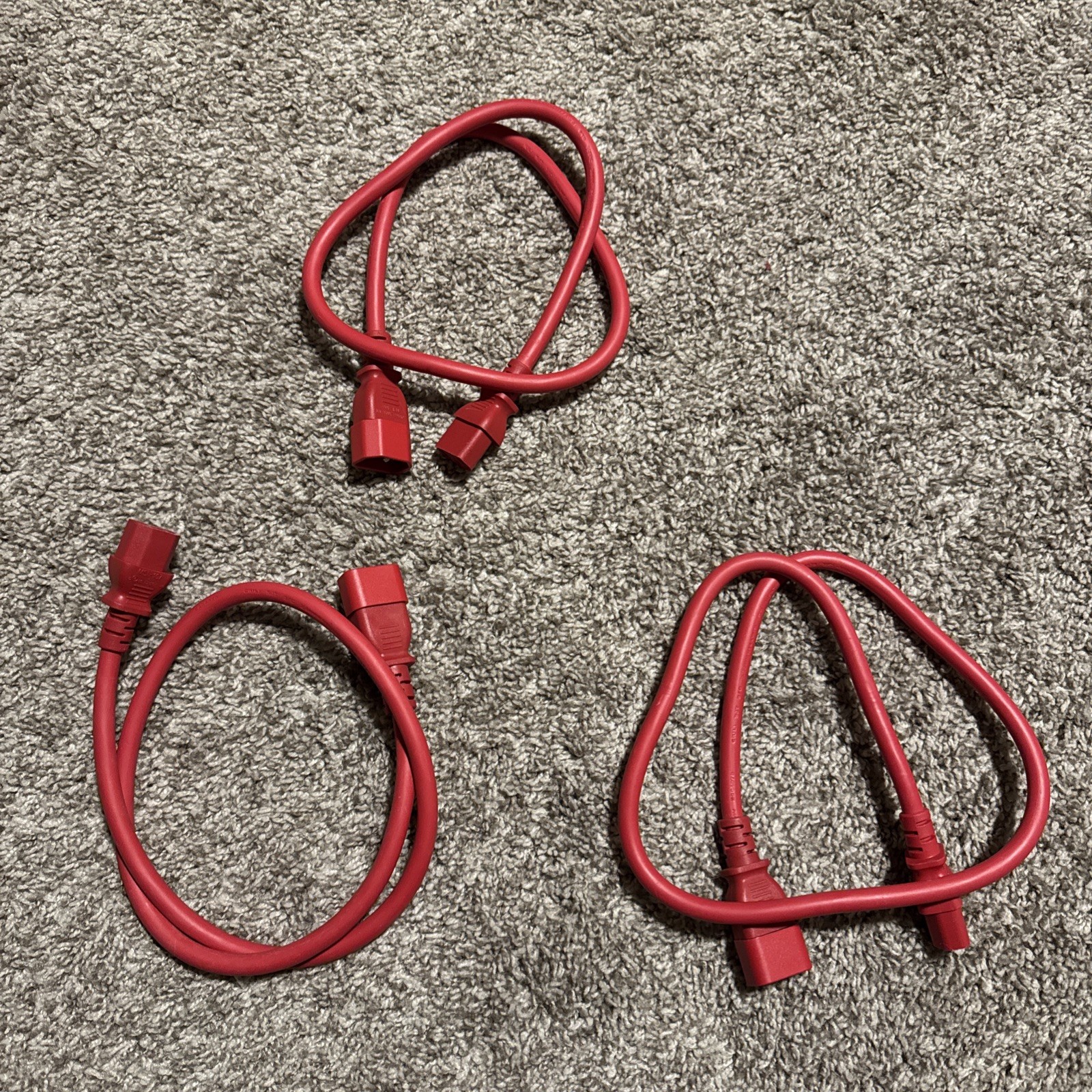 3x RED 3ft C13-c14 MSL07- MSL106 Three Prong Power Cord PDU Extension Cable