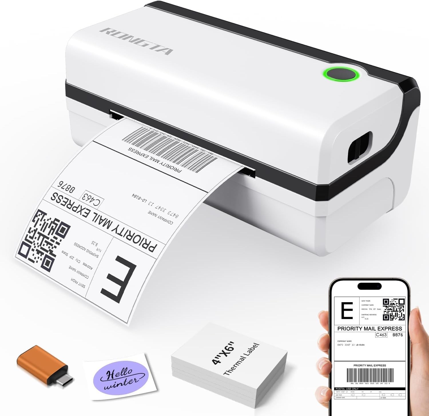 Bluetooth Thermal Shipping Label Printer Wireless 4x6 Shipping Label Printer for