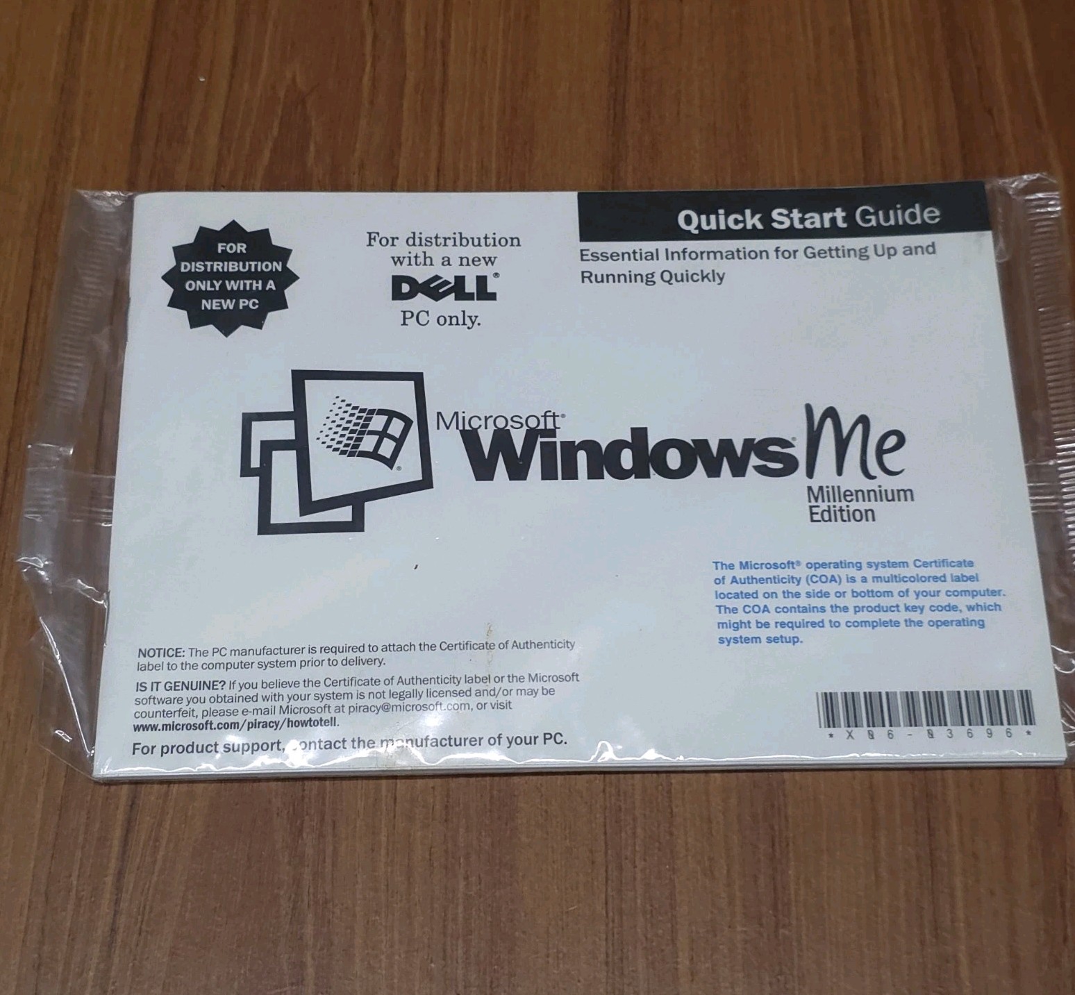 Microsoft Windows ME Millennium Dell OEM Reinstallation CD Guide Sealed 01H245