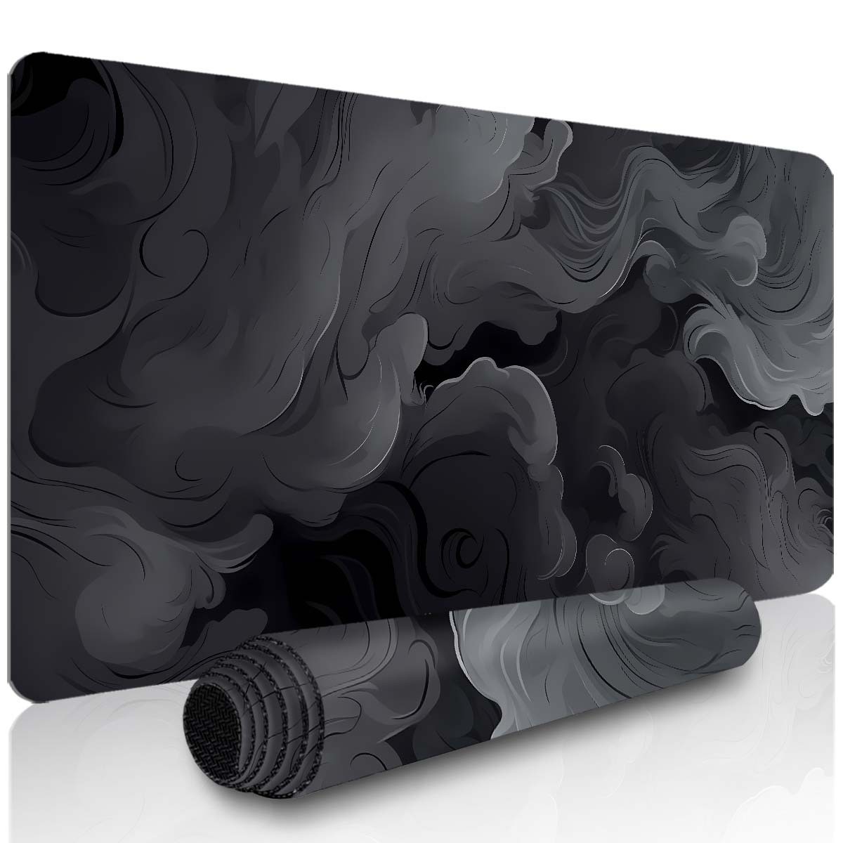 1pc Extra Large Mouse Pad Laptop Keyboard Mat - Black Gray Streamlined Cloud P