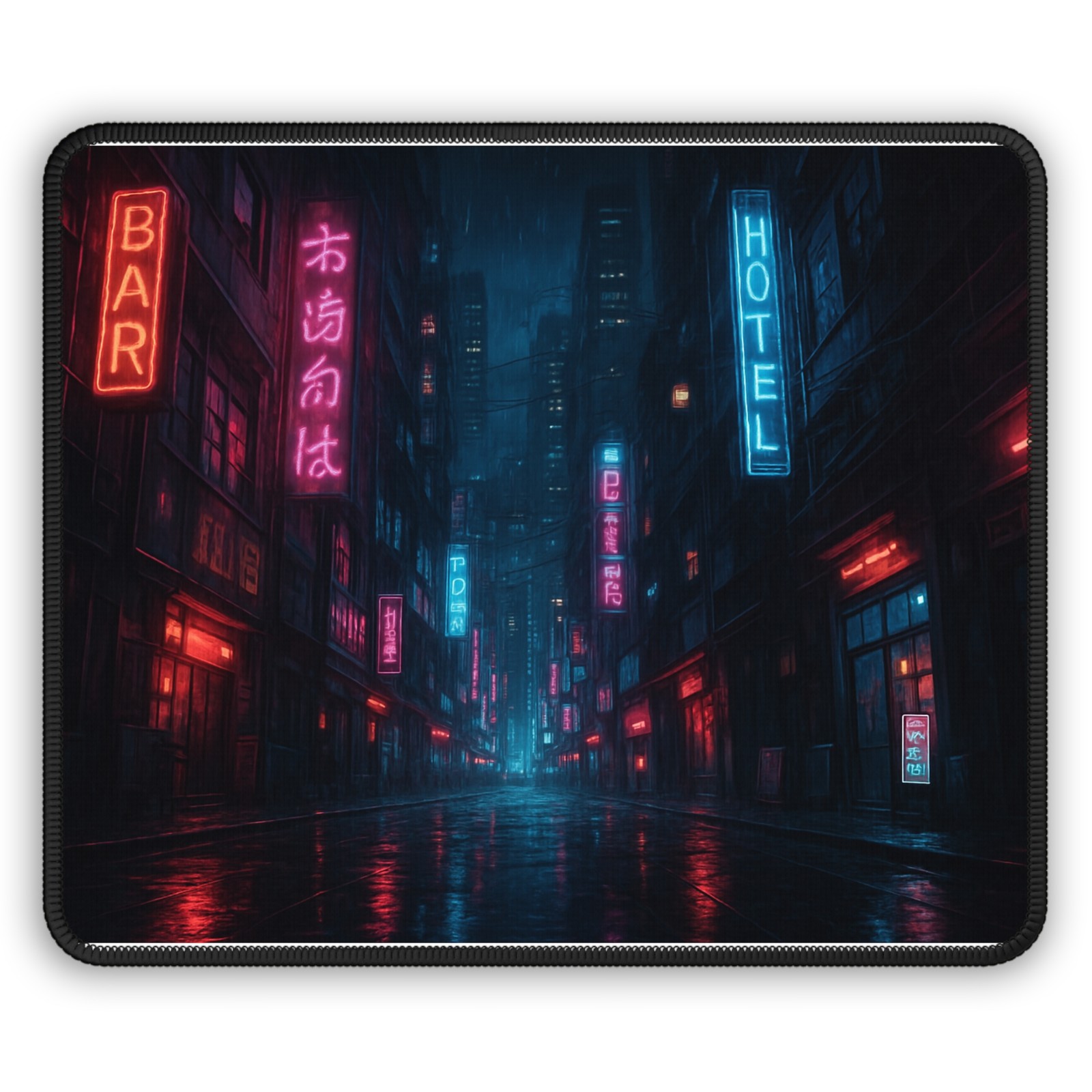 Neon Cyberpunk City Gaming Mouse Pad | Retro Futuristic Street
