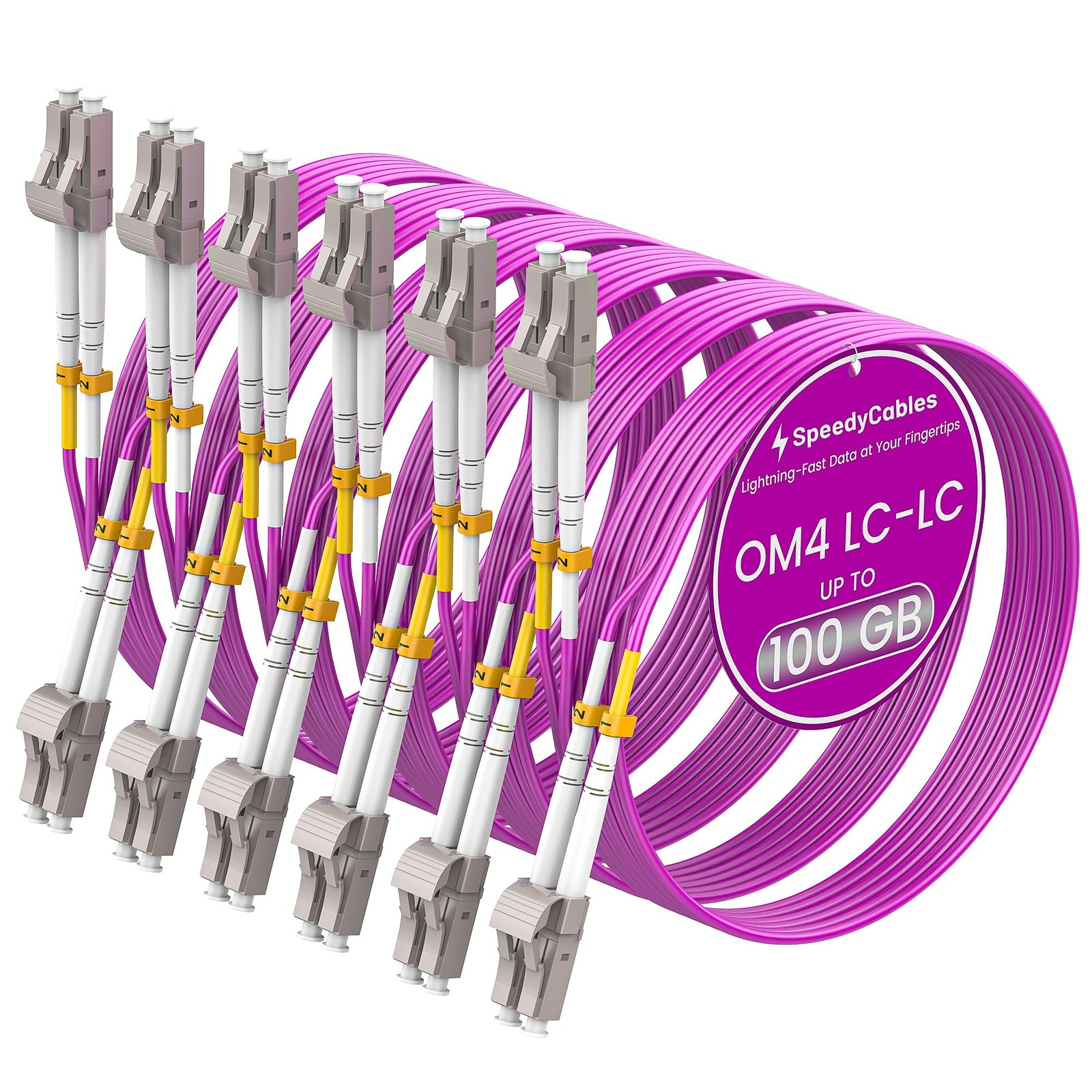 SpeedyCables- OM4 LC to LC Fiber Patch Cable 3Meter 6-Pack, 40G/100Gb 50/125um