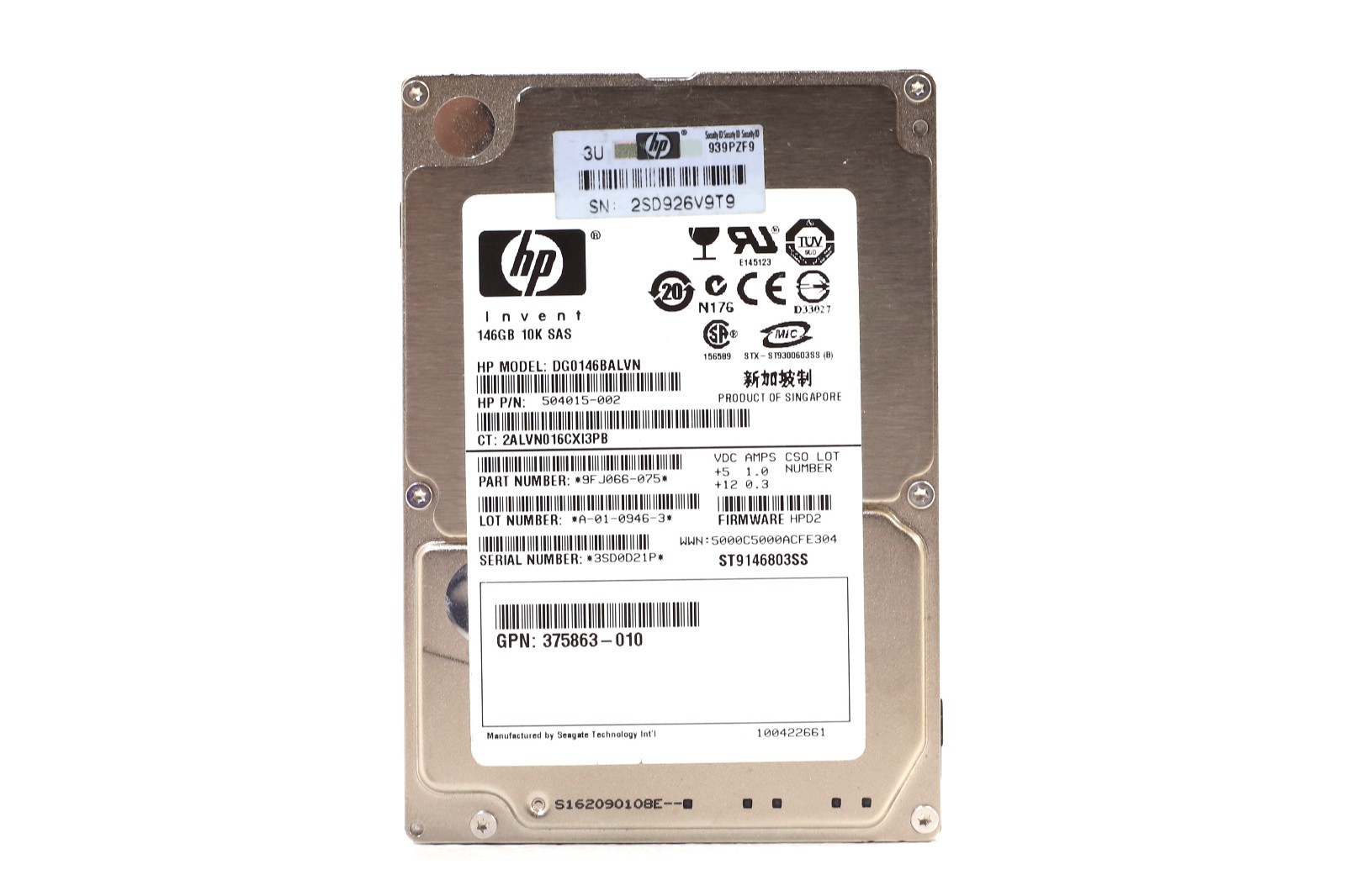 HP DG0146BALVN 146GB 2.5" 3Gb/s 10K RPM SAS Drive P/N: 504015-002 Tested