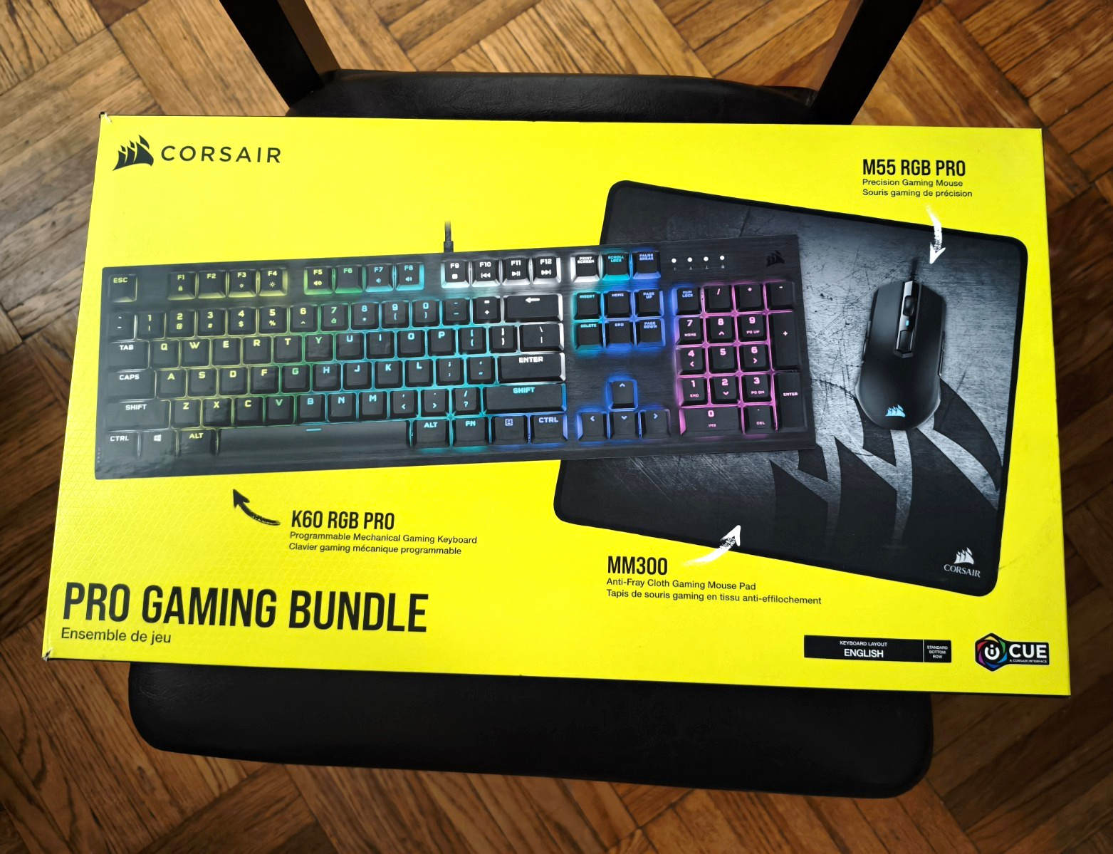 Corsair K60 RGB PRO Keyboard, M55 RGB PRO Mouse, MM300 Pad Wired Bundle