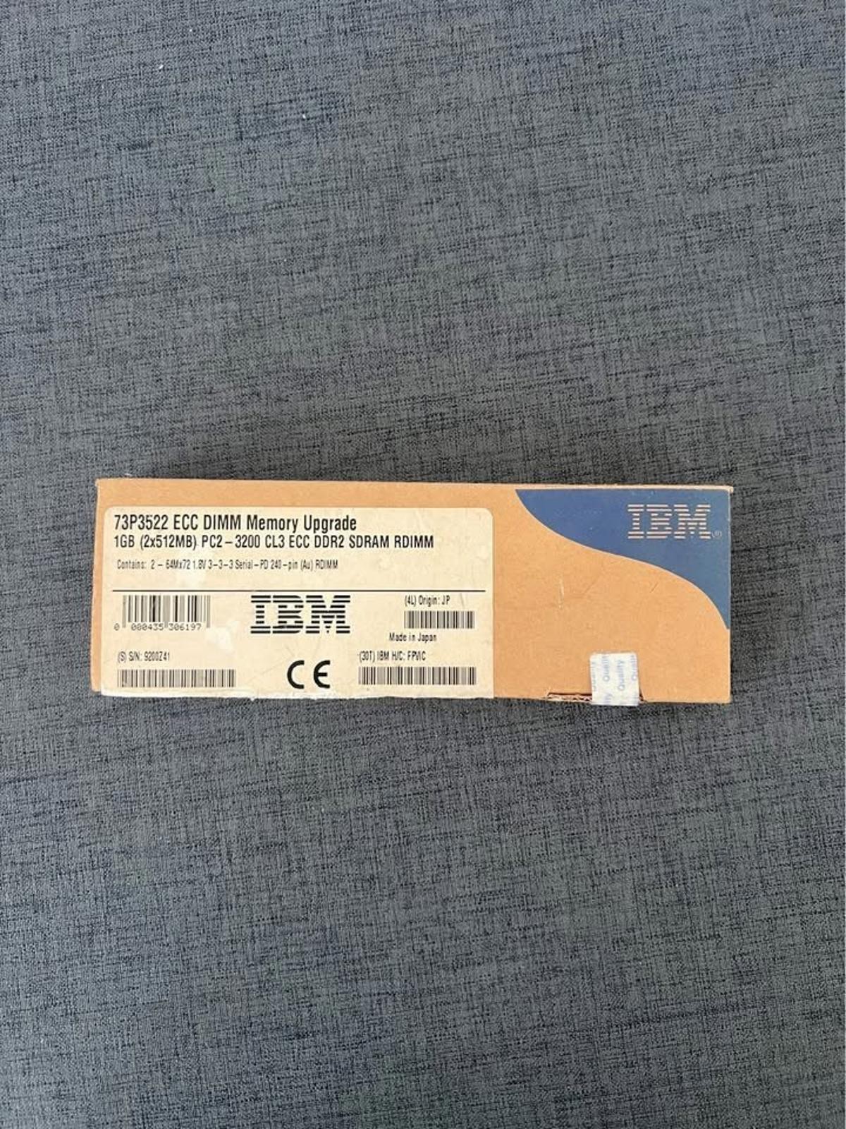 NEW IBM 1GB (2X512MB) PC2-3200 CL3 ECC DDR2 SDRAM RDIMM 73P2865 DIMM 