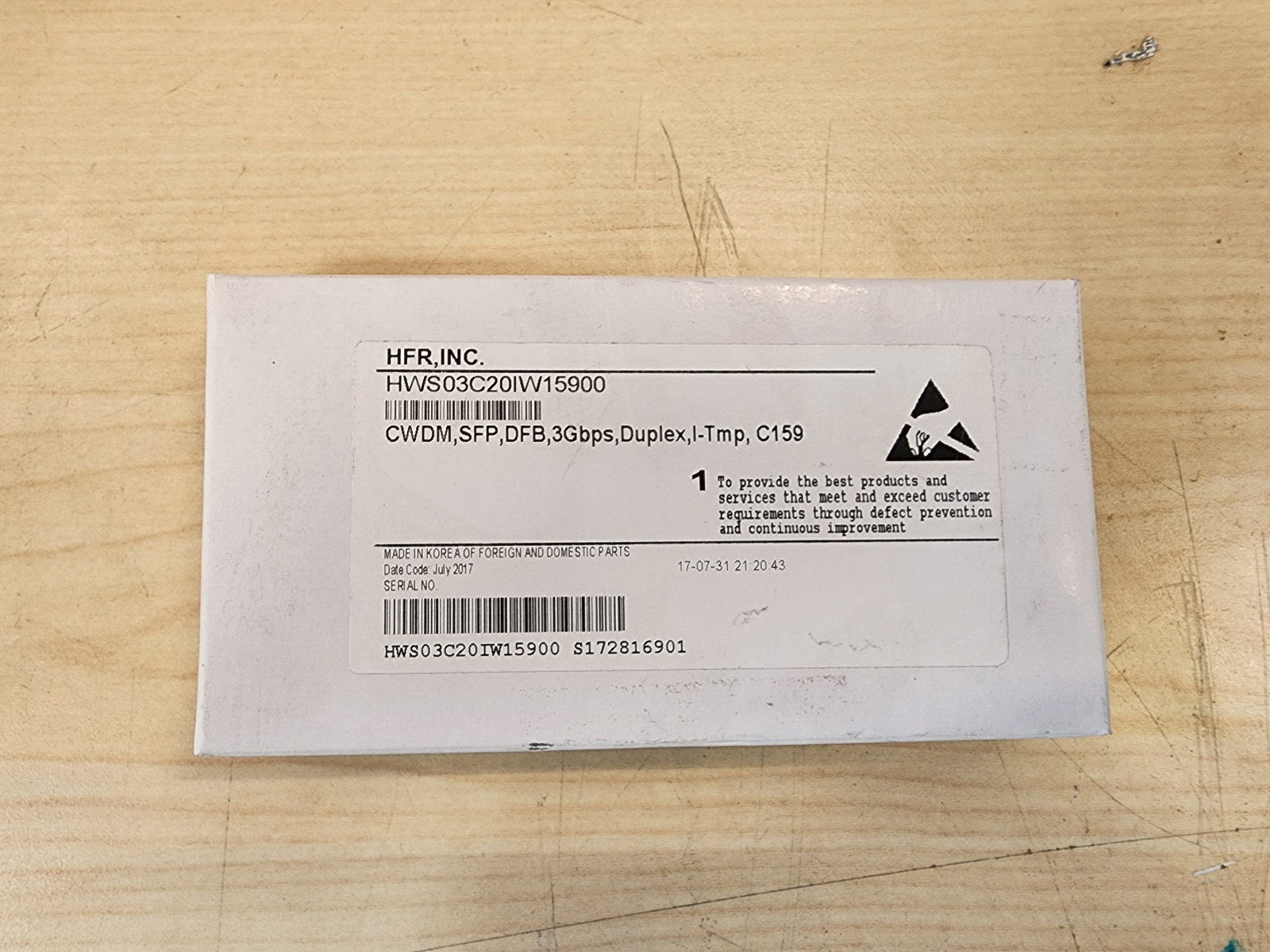 HFR, Inc. HWS03C20IW15900 SFP Module NEW